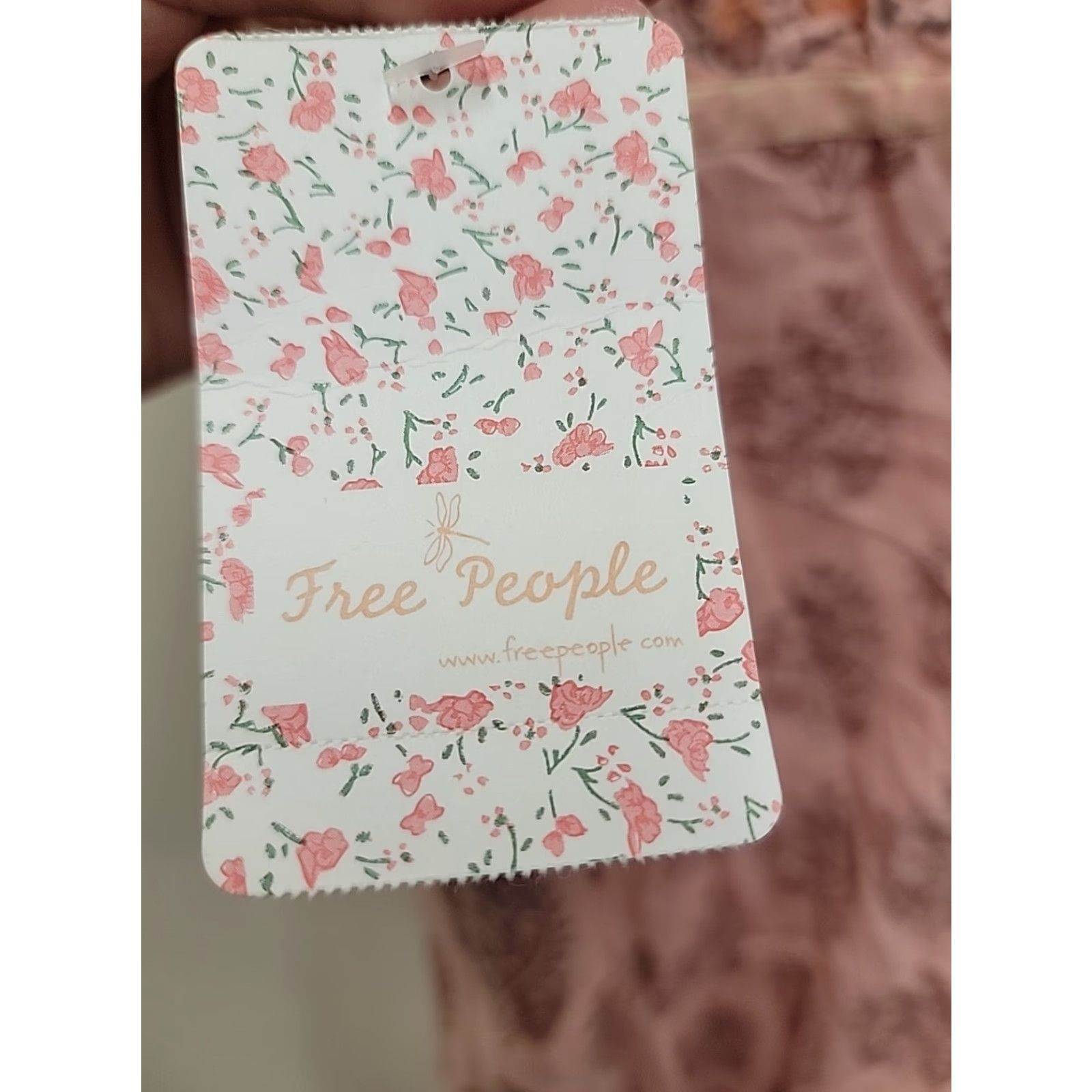 Free People NWT Free People Dress Womens Medium Floral Sleeveless Y2k Sundress Smocked Pink Cotton Long Sleeve? Size M / US 6-8 / IT 42-44 - 3 Thumbnail