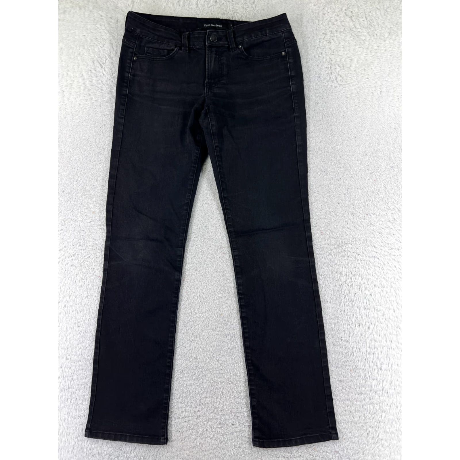 Calvin Klein Calvin Klein Women's Jeans 4 Black Denim Straight Leg Stretch Cotton 28x30 Fall Winter Womens Size 27" / US 4 / IT 40 - 2 Thumbnail