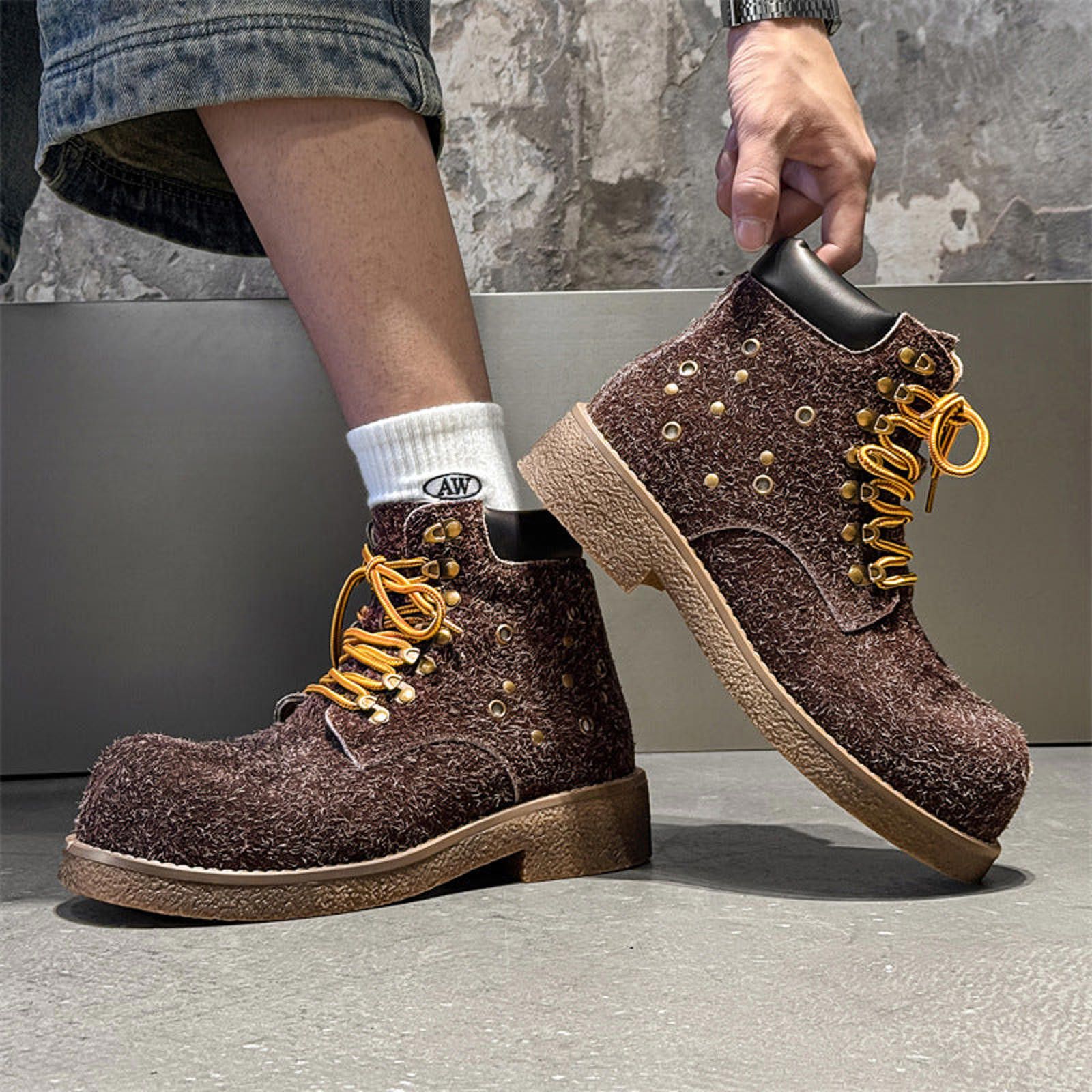 Japanese Brand Studded Platform Boots, Workwear Ankle Boots Size US 7 / EU 40 - 8 Thumbnail