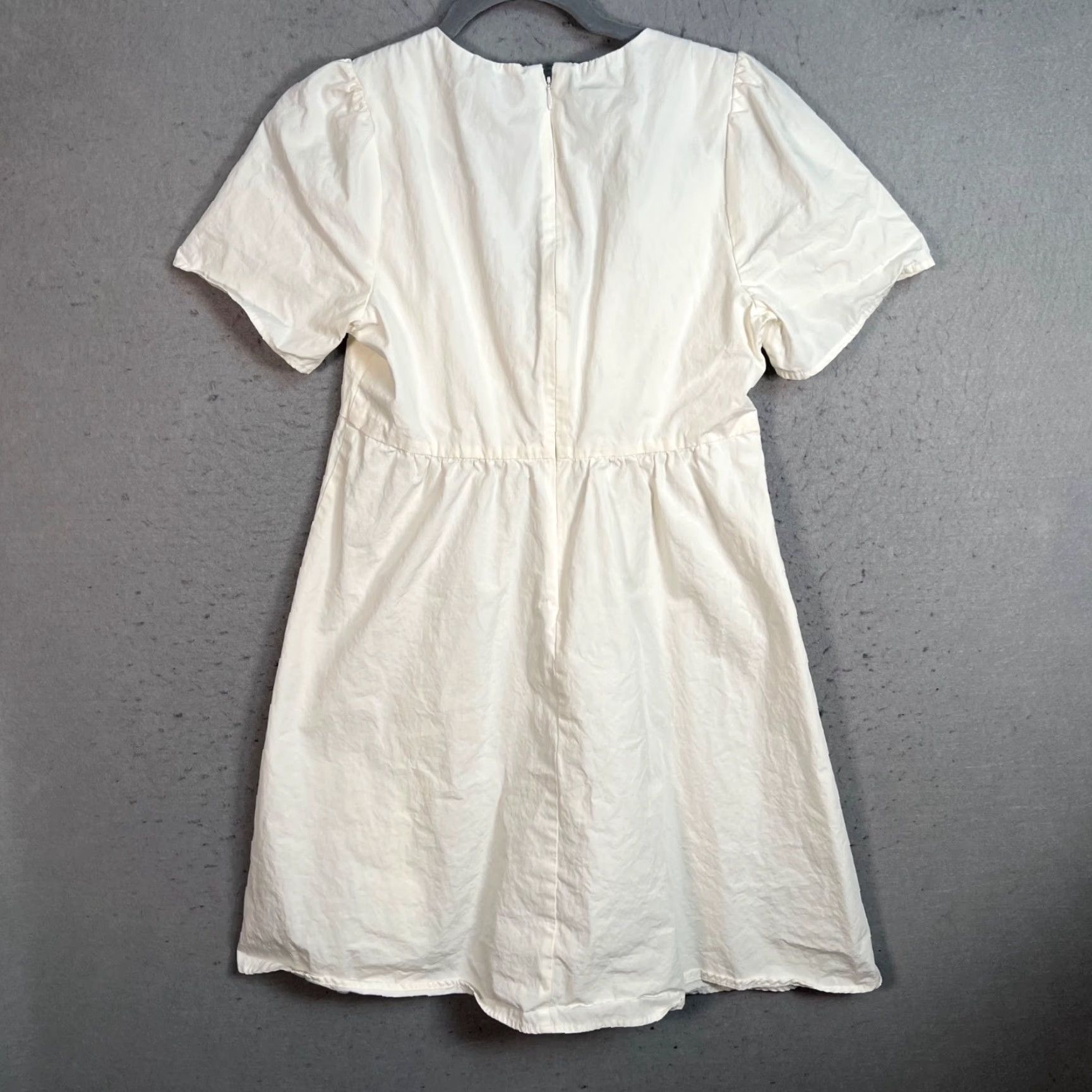 Madewell Madewell Womens Size 2 White Short Sleeve Tie Front Empire Waist Dress Cotton Size 26" / US 2 / IT 38 - 2 Thumbnail