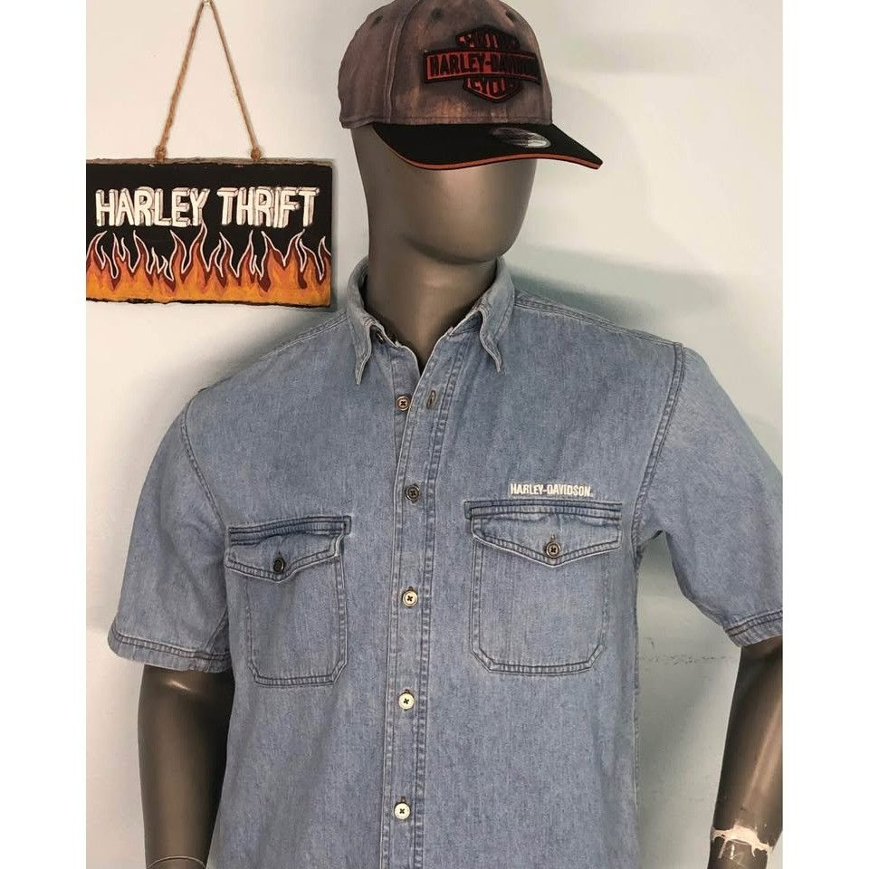 Harley Davidson Harley-Davidson Button Down Shirt Med Men, Embroidery Emblem Size US M / EU 48-50 / 2 - 2 Thumbnail