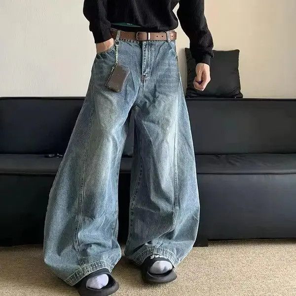 Jean Kimijima x Kato Baggy Washed Wide Leg Flare Denim Jeans Size US 32 / EU 48 - 4 Thumbnail