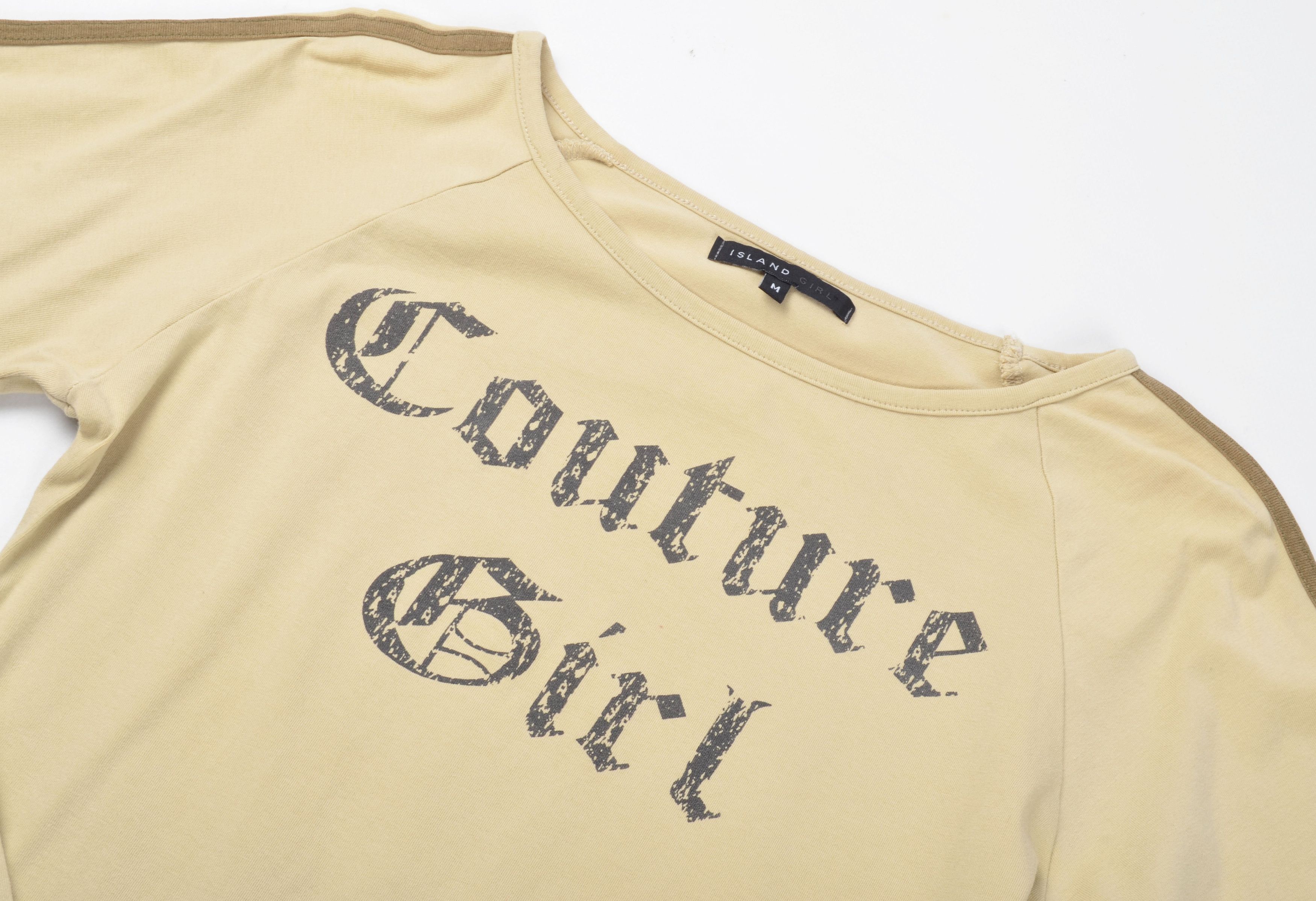 Other Vintage Island Girl "Couture Girl" Beige Y2K Long Sleeve Top Size M / US 6-8 / IT 42-44 - 5 Thumbnail
