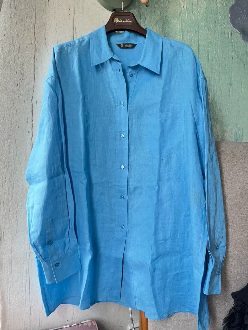 Loro Piana LORO PIANA Blue linen shirt Size M / US 6-8 / IT 42-44 - 2 Thumbnail