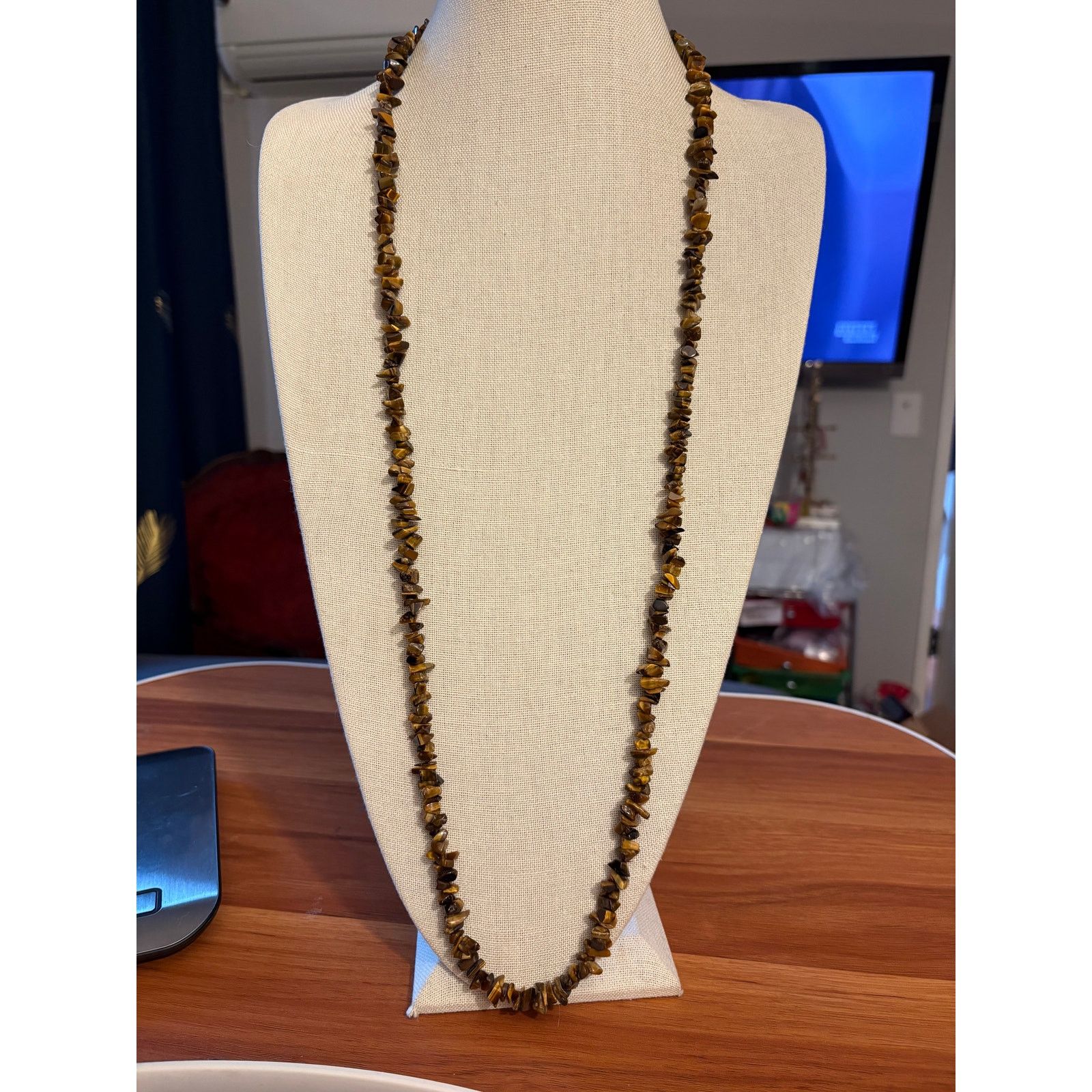 Other Vintage Tiger Eye Stone Necklace 39" Single Strand Size ONE SIZE - 3 Thumbnail