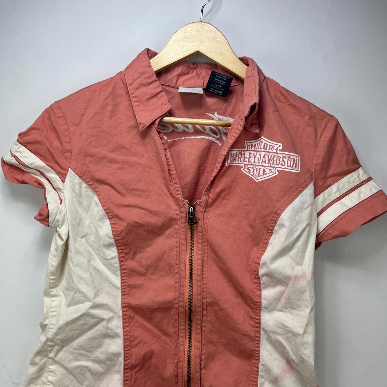 Harley Davidson Vintage y2K Harley Davidson Women's zip up Shirt Medium Size M / US 6-8 / IT 42-44 - 4 Thumbnail