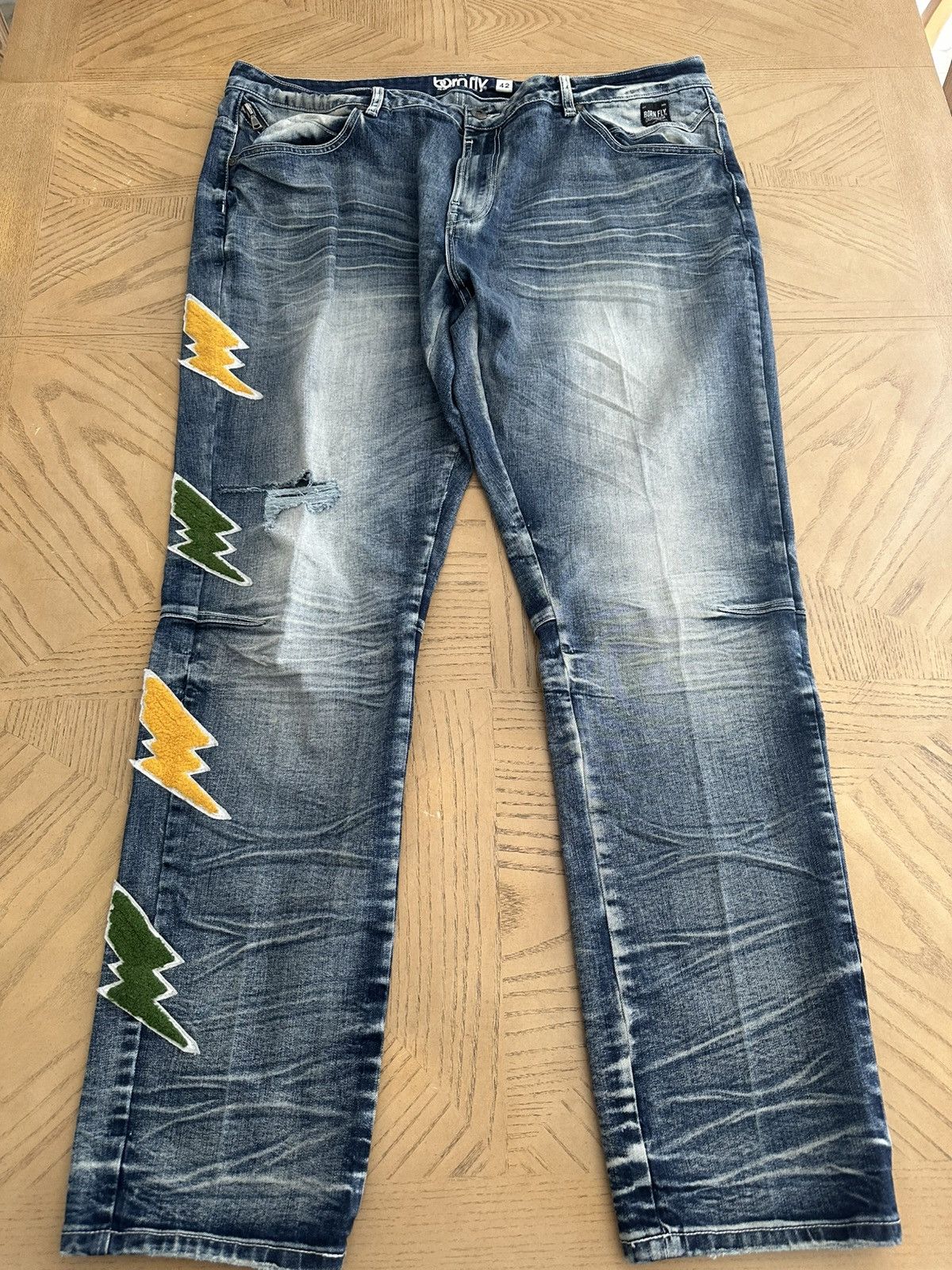 Born Fly Bornfly men's jeans featuring a distressed blue Size US 42 / EU 58 - 1 Thumbnail