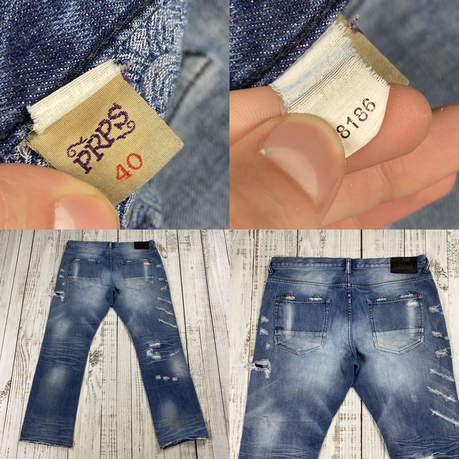 Prps VINTAGE PRPS Distressed Patch Repair Straight Leg Jeans Men Size 40 Blue Denim 2013 Release Size US 40 / EU 56 - 8 Thumbnail