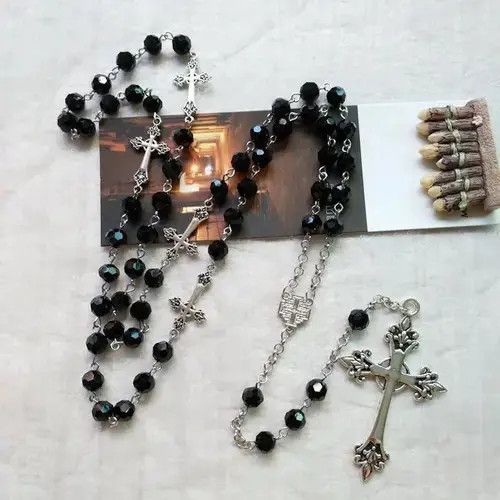 Jewelry Black Crystal Rosary Necklace Size ONE SIZE - 4 Thumbnail
