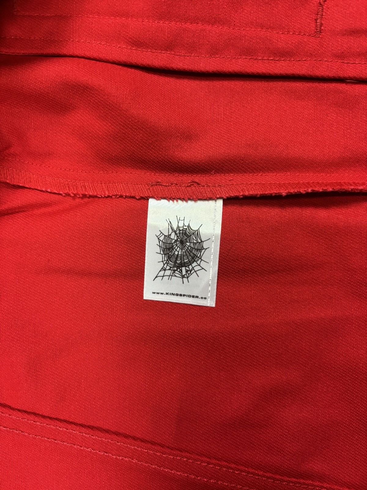Sp5der Sp5der Web Denim Cropped Trucker Jacket, Red Size US XS / EU 42 / 0 - 11 Thumbnail