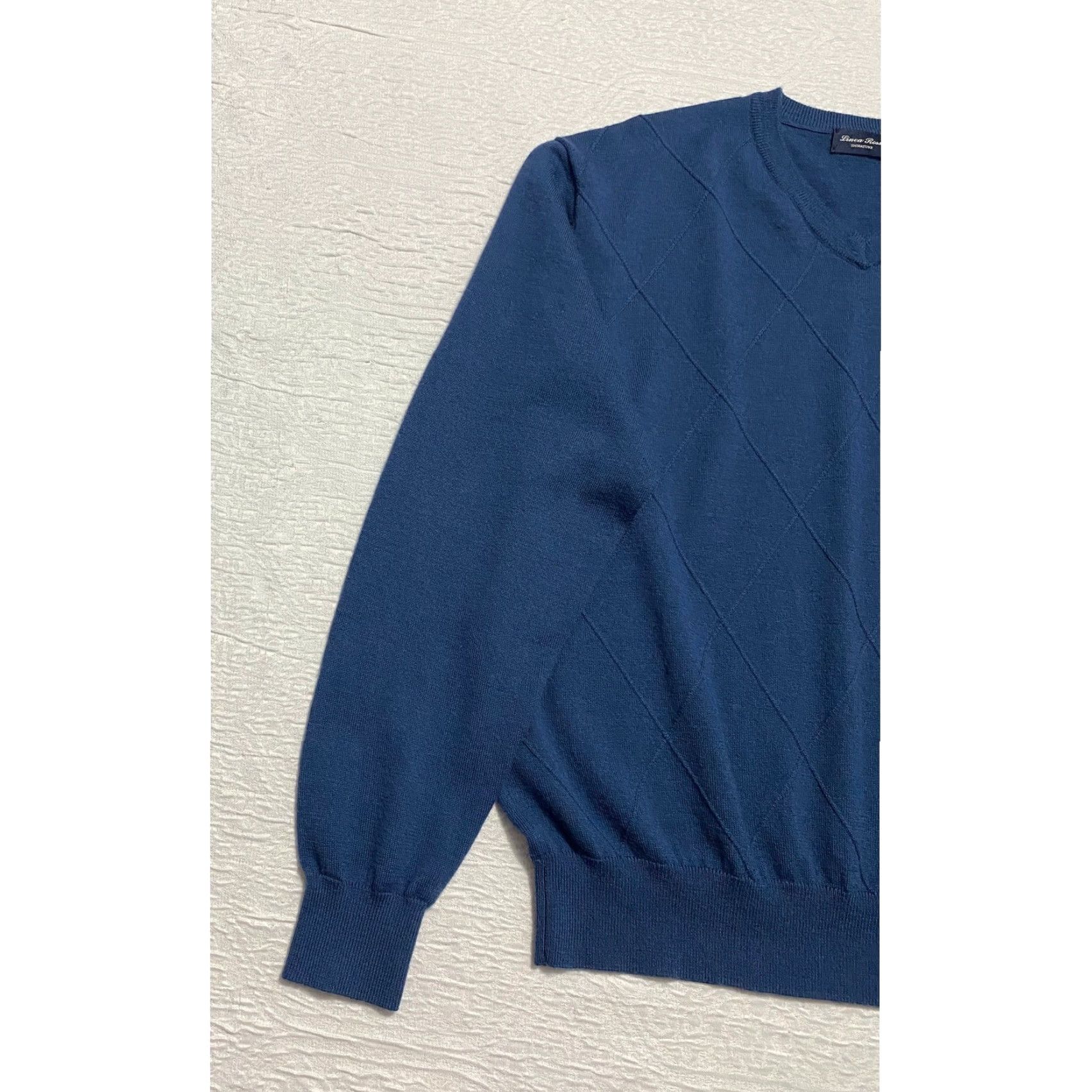 Vintage Patrick Assaraf Linea Rossa Signature Sweater Mens XL Blue V-Neck Argyle Pullover Long Sleeve Knit Size US XL / EU 56 / 4 - 6 Thumbnail