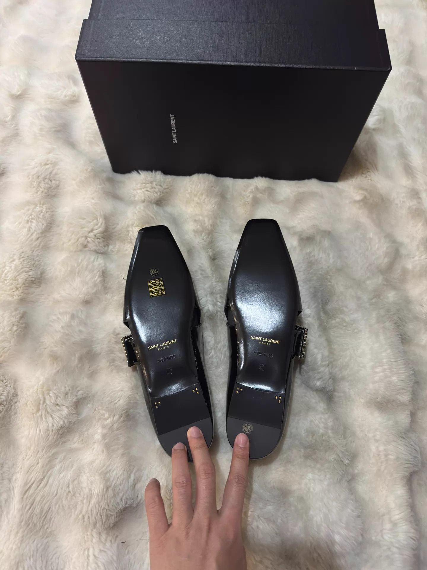 Yves Saint Laurent YSL Crystal Square Buckle Lacquer Leather Loafer 42 Size US 9 / EU 42 - 5 Thumbnail