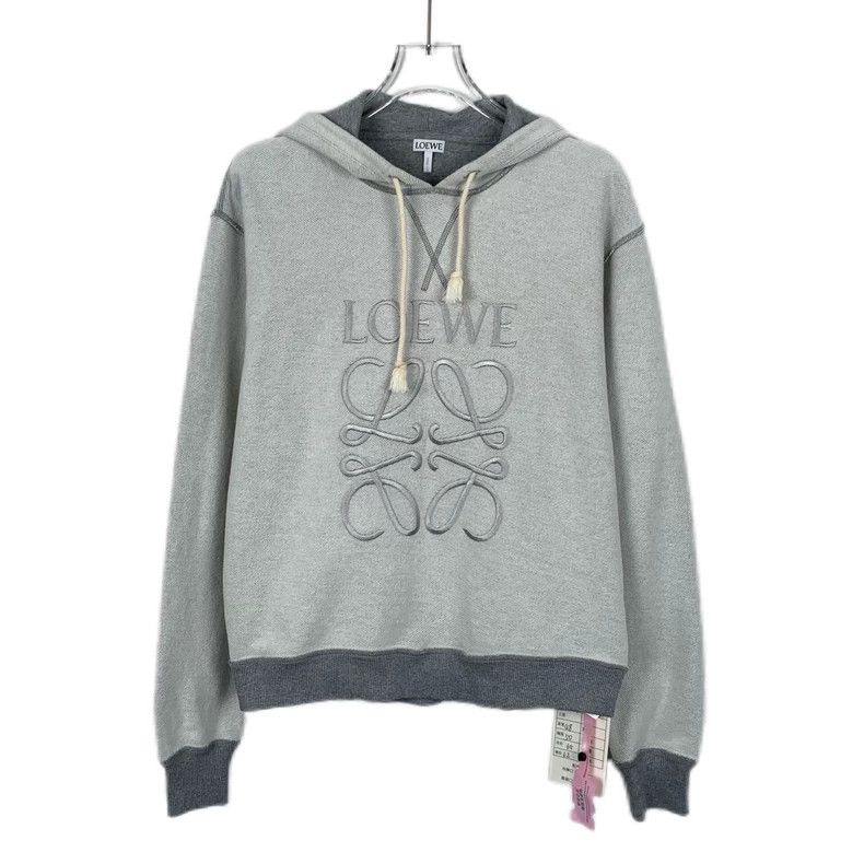 Loewe Loewe Gray logo embroidered cotton hooded drawstring long Size XS / US 0-2 / IT 36-38 - 1 Thumbnail