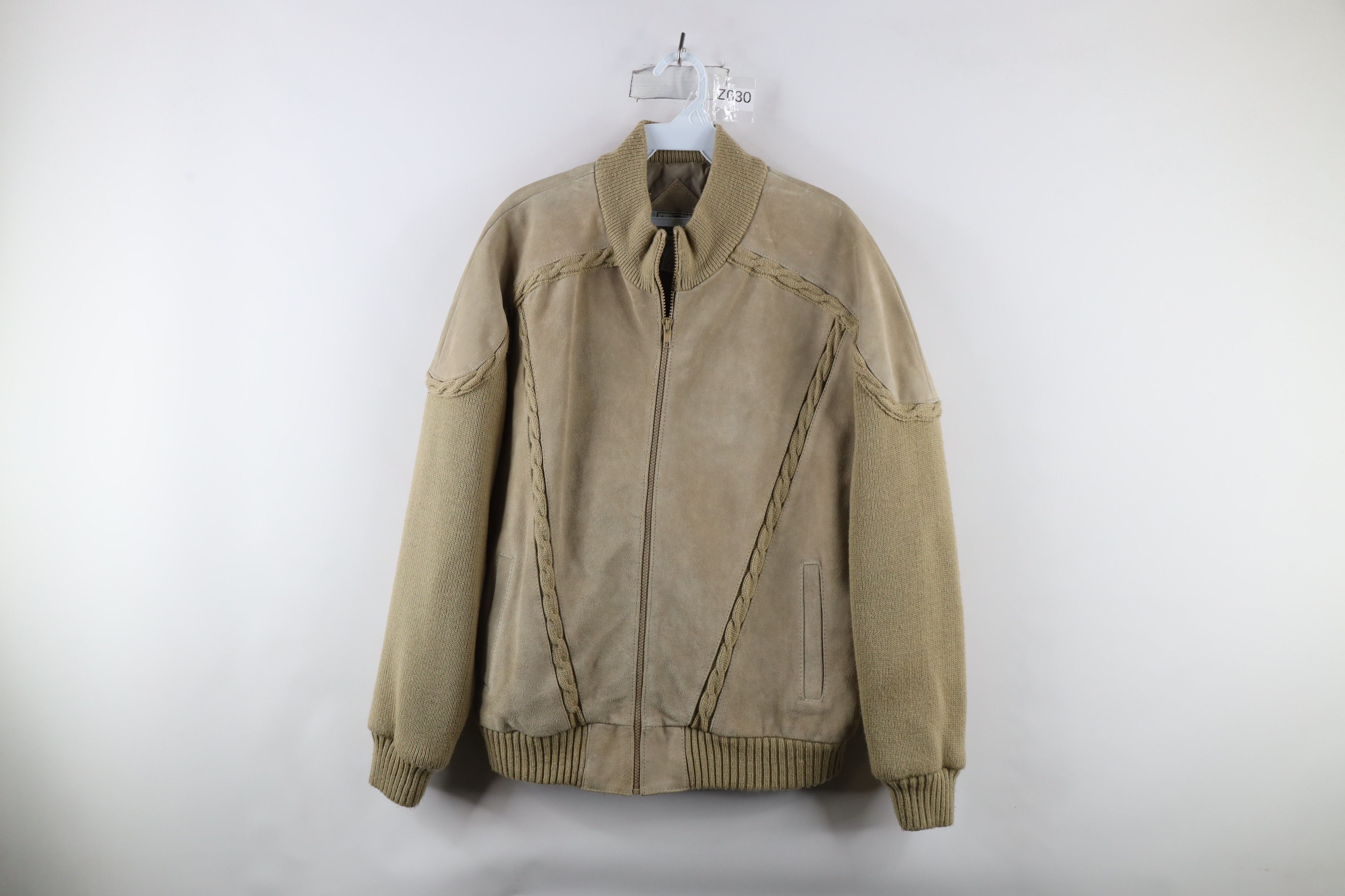 Vintage Vintage 70s Streetwear Cable Knit Full Zip Sweater Jacket Size US L / EU 52-54 / 3 - 1 Thumbnail