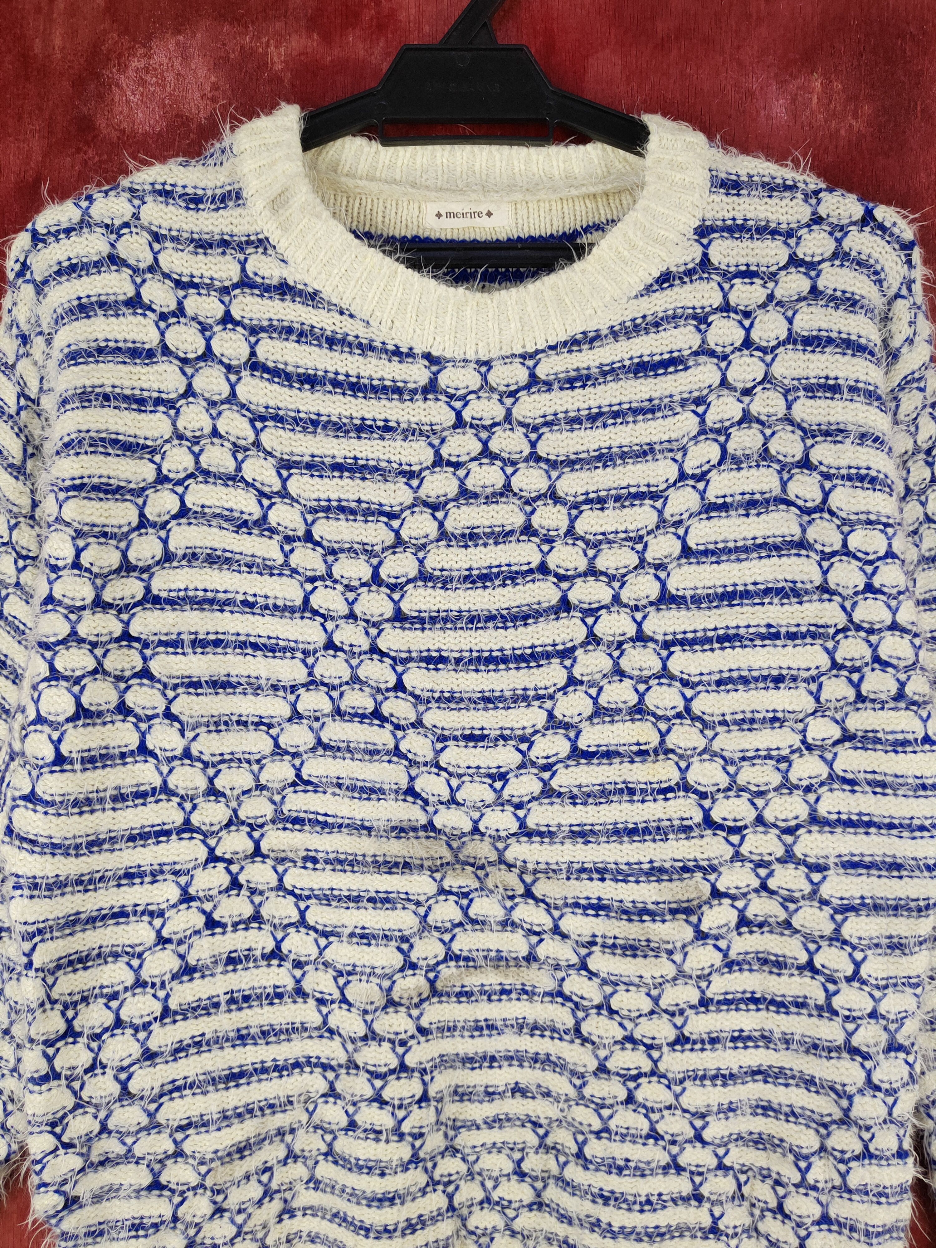 Homespun Knitwear Meirire Blue White Shag Shaggy Fur Mohair Knitwear #2001 Size S / US 4 / IT 40 - 2 Thumbnail