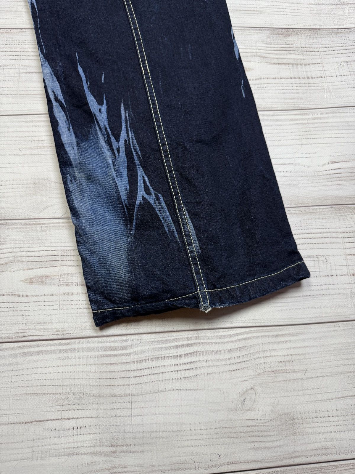 Other Archive Y2K Distressed Heavy Stitch Flare Jeans Dark Wash Size US 38 / EU 54 - 11 Thumbnail