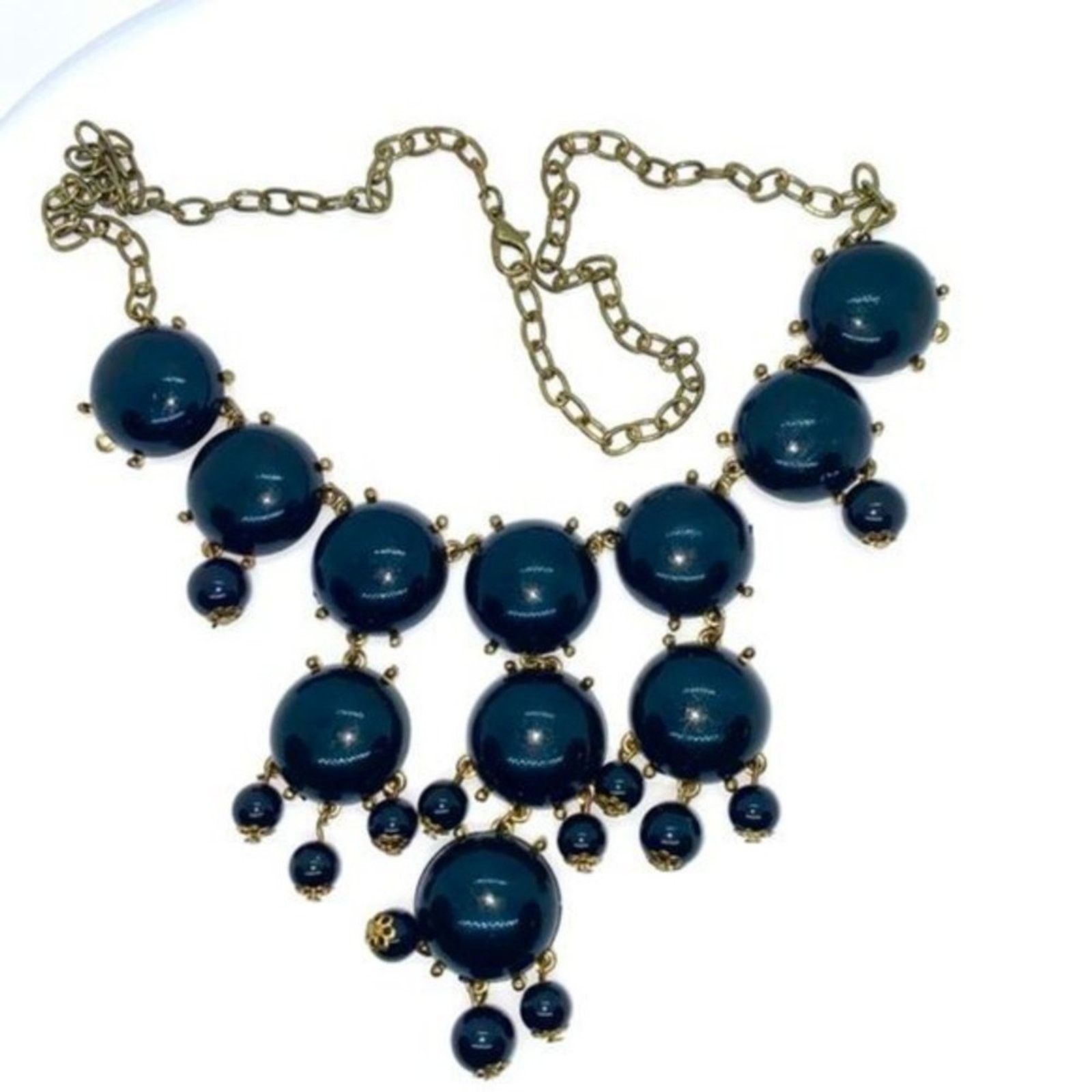 Handmade Gold-Tone Black Pendant Beaded Bib Statement Necklace Size ONE SIZE - 2 Thumbnail