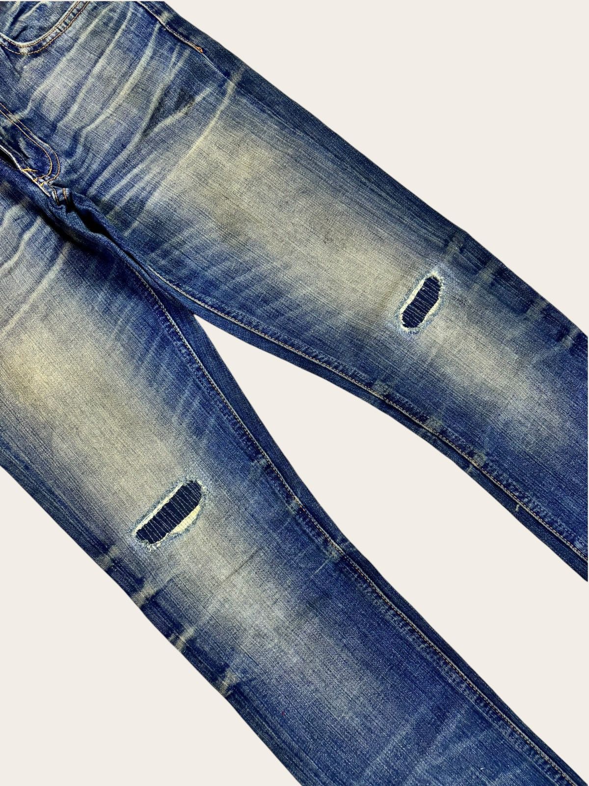Nudie Jeans Y2k Nudie Crazy Yellow Wash Faded Distress Jeans Size US 29 - 4 Thumbnail