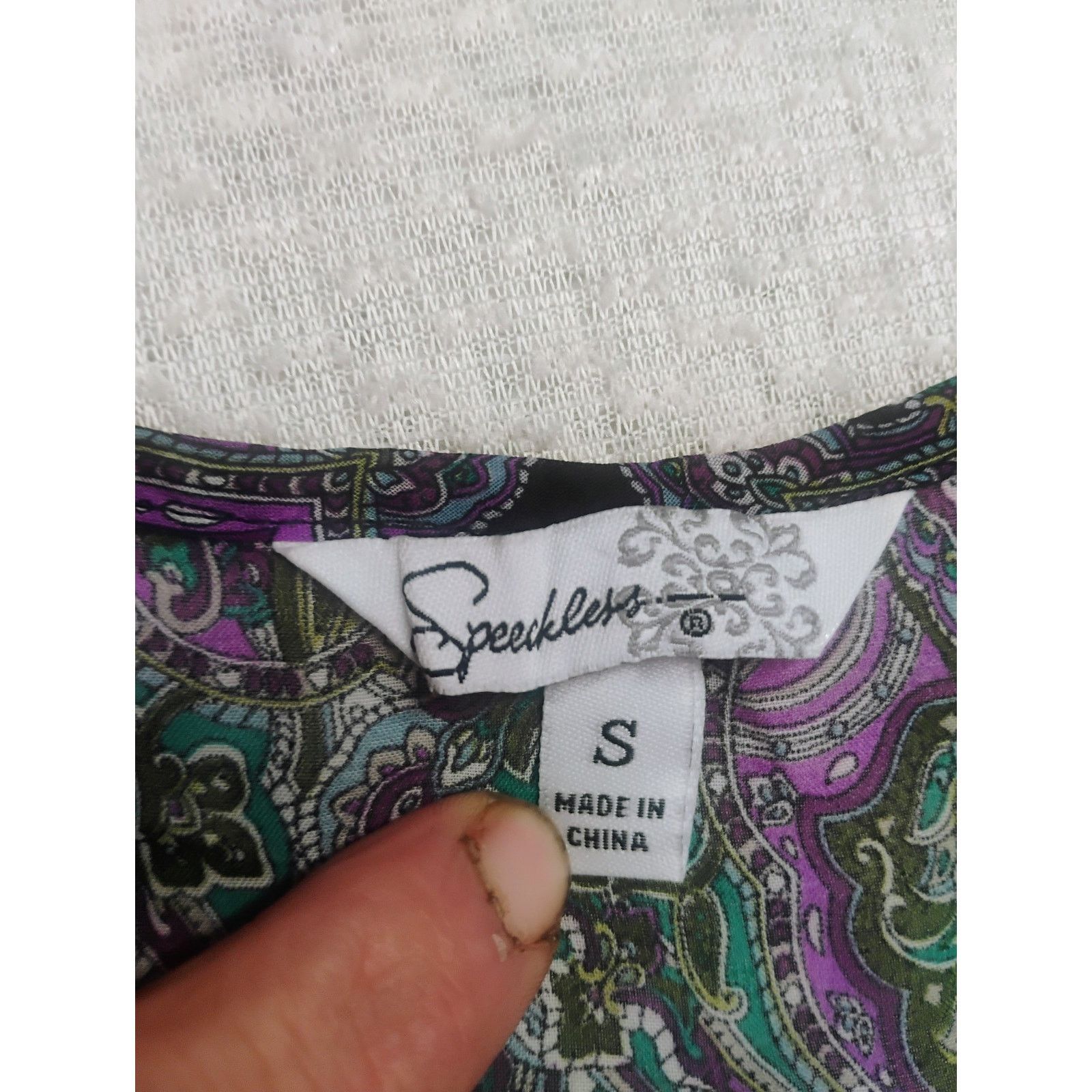 Other Speeckles Womens Small Sheer Paisley Asymmetrical Blouse Pur Size S / US 4 / IT 40 - 2 Thumbnail
