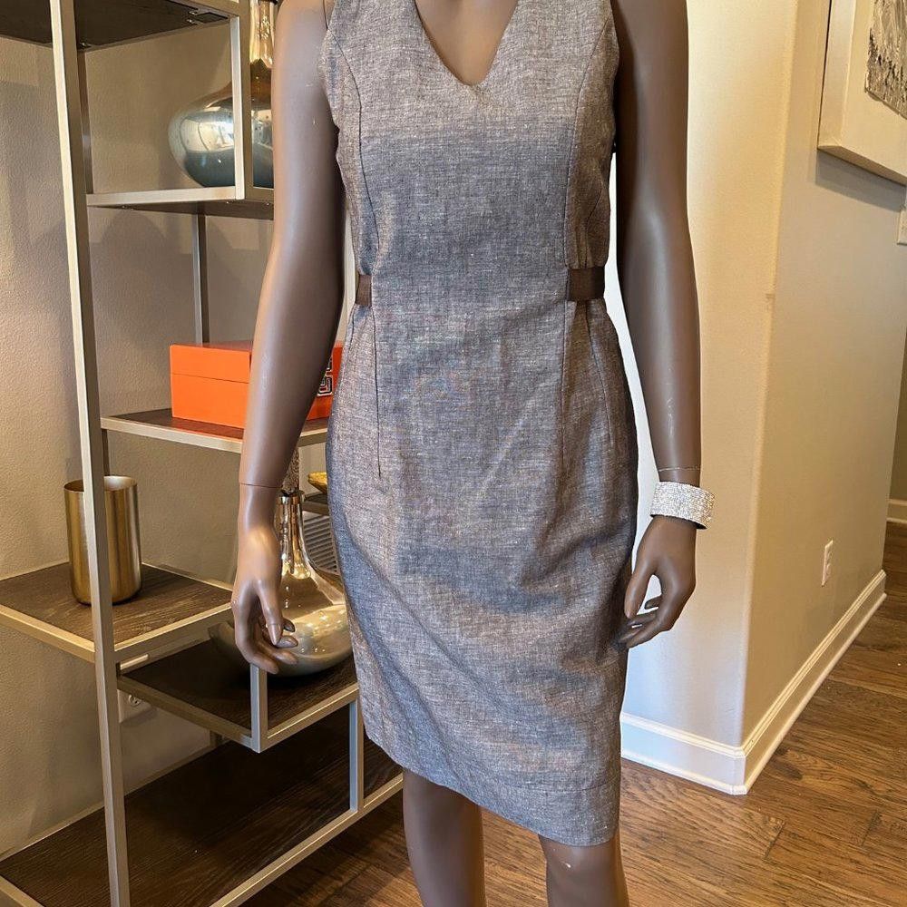 Banana Republic Banana Republic Heather Gray Linen Ribbon Dress Size S / US 4 / IT 40 - 2 Thumbnail