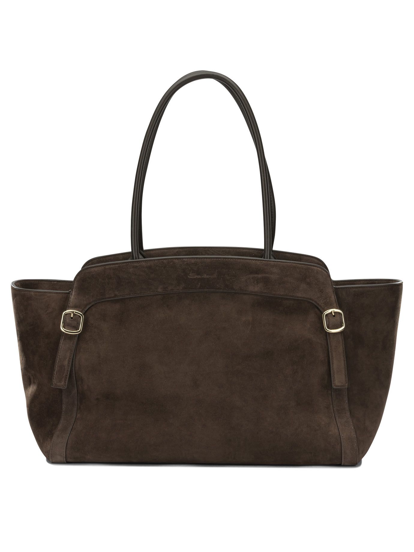 Santoni Double Buckle Medium Shoulder Bag Tag Size Uni Men - Usa Duties Paid in Brown, Men's