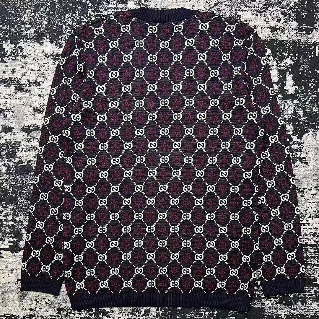 Gucci GUCCI Wine Red GG Monogram V-neck Wool OS Sweater Size US M / EU 48-50 / 2 - 4 Thumbnail