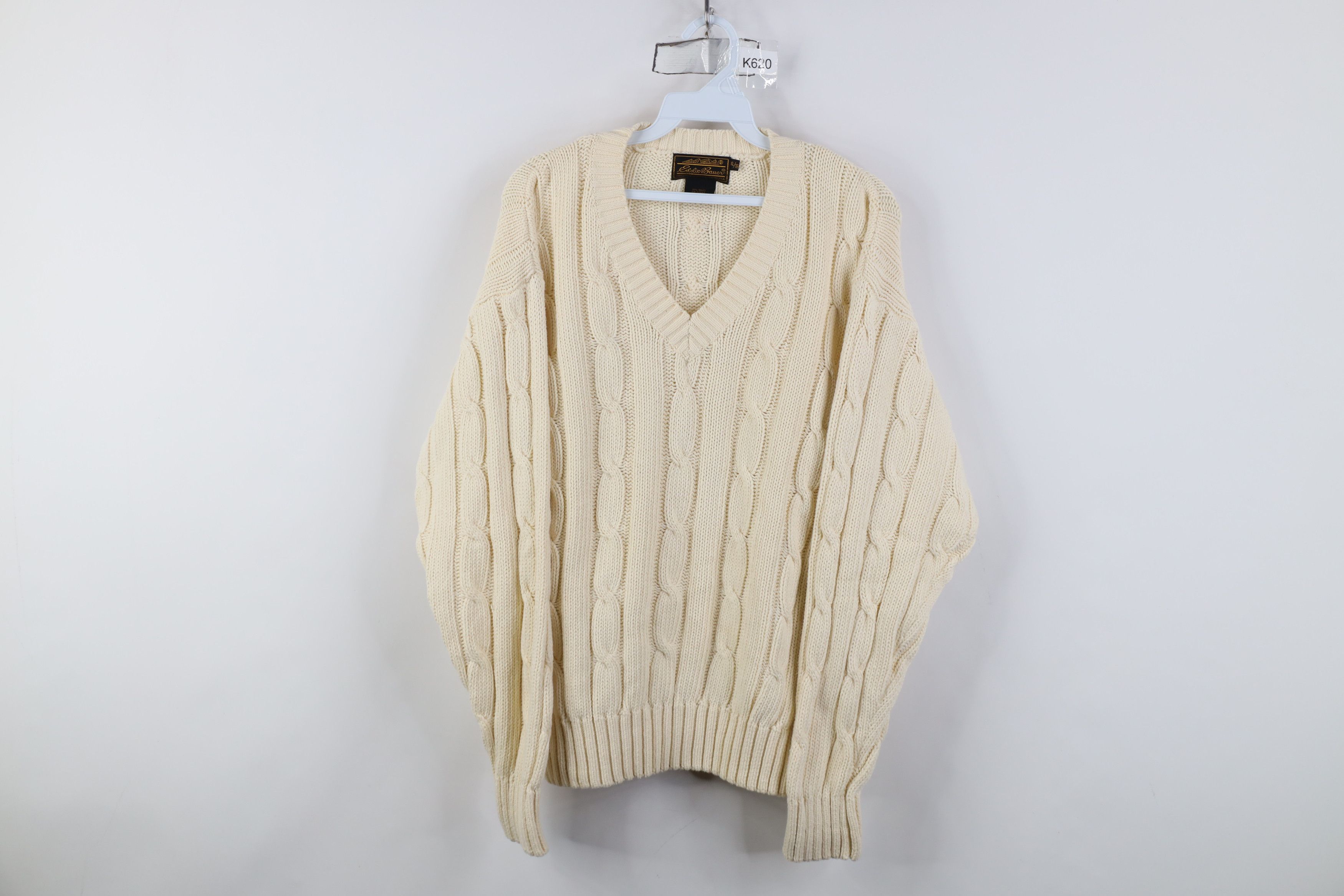 Eddie Bauer Vintage 90s Eddie Bauer Chunky Cable Knit Sweater Cream Size XL / US 12-14 / IT 48-50 - 1 Thumbnail