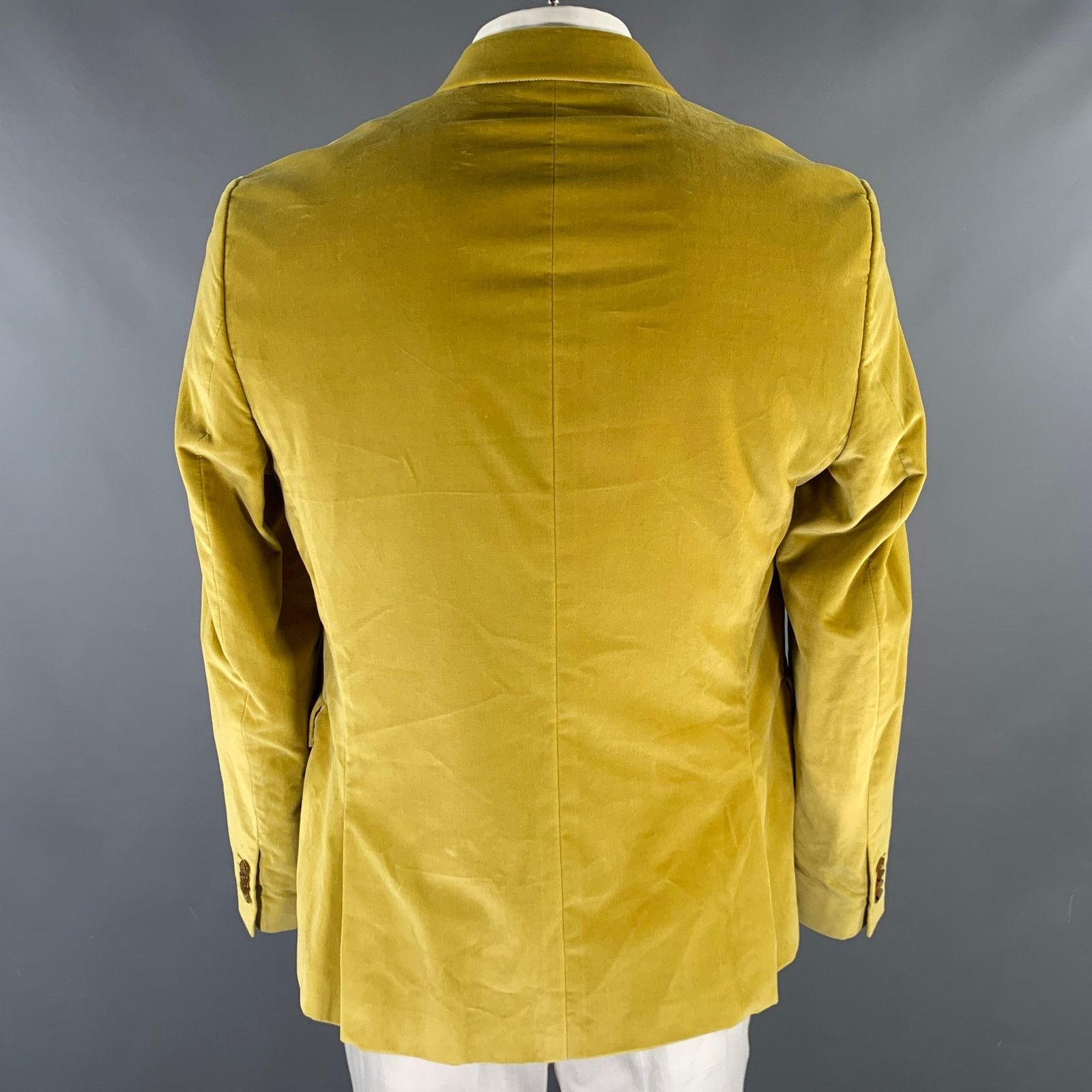 Paul Smith PAUL SMITH 46R Yellow Velvet Cotton Blend Sport Coat Size 46R - 4 Thumbnail