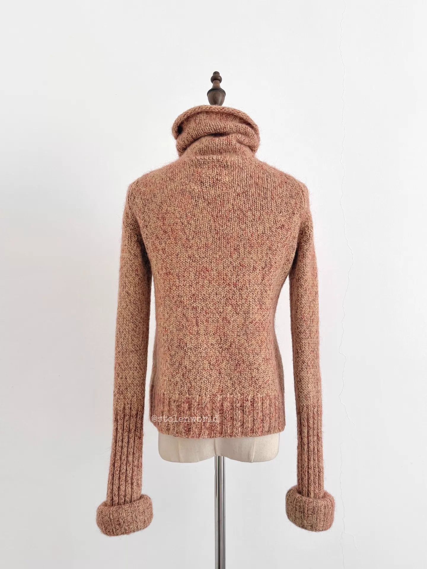 Y's Y's women's Cream & Pink Wool Mohair Cuffed Knit Top Size XS / US 0-2 / IT 36-38 - 8 Thumbnail