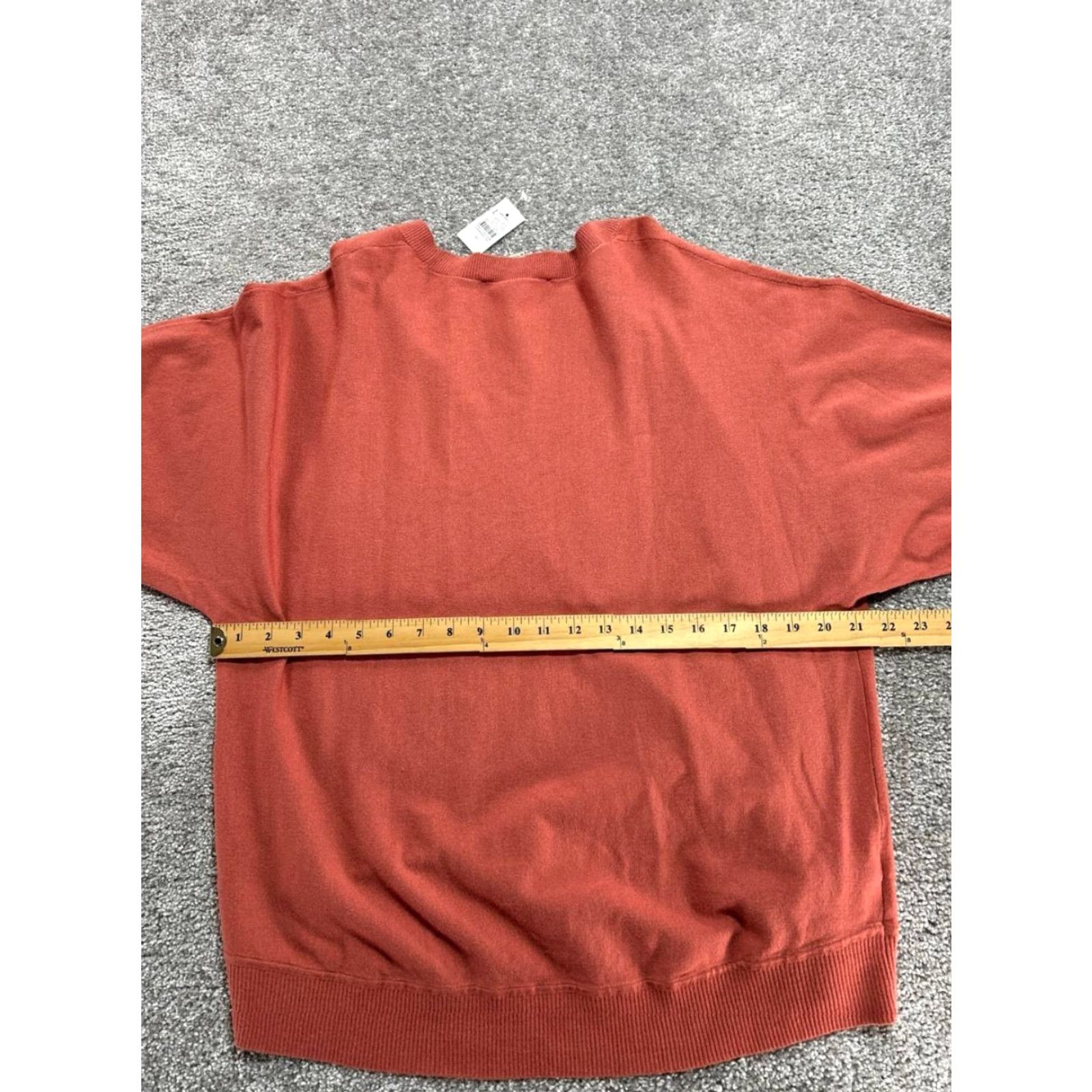 Loft LOFT Sweater Womens M Orange Rayon Knit Crew Neck Long Sleeve Down Shoulder Pullover Casual Fall Winter Modern, Regular Fit, Classic Theme, 50s? Size M / US 6-8 / IT 42-44 - 7 Thumbnail