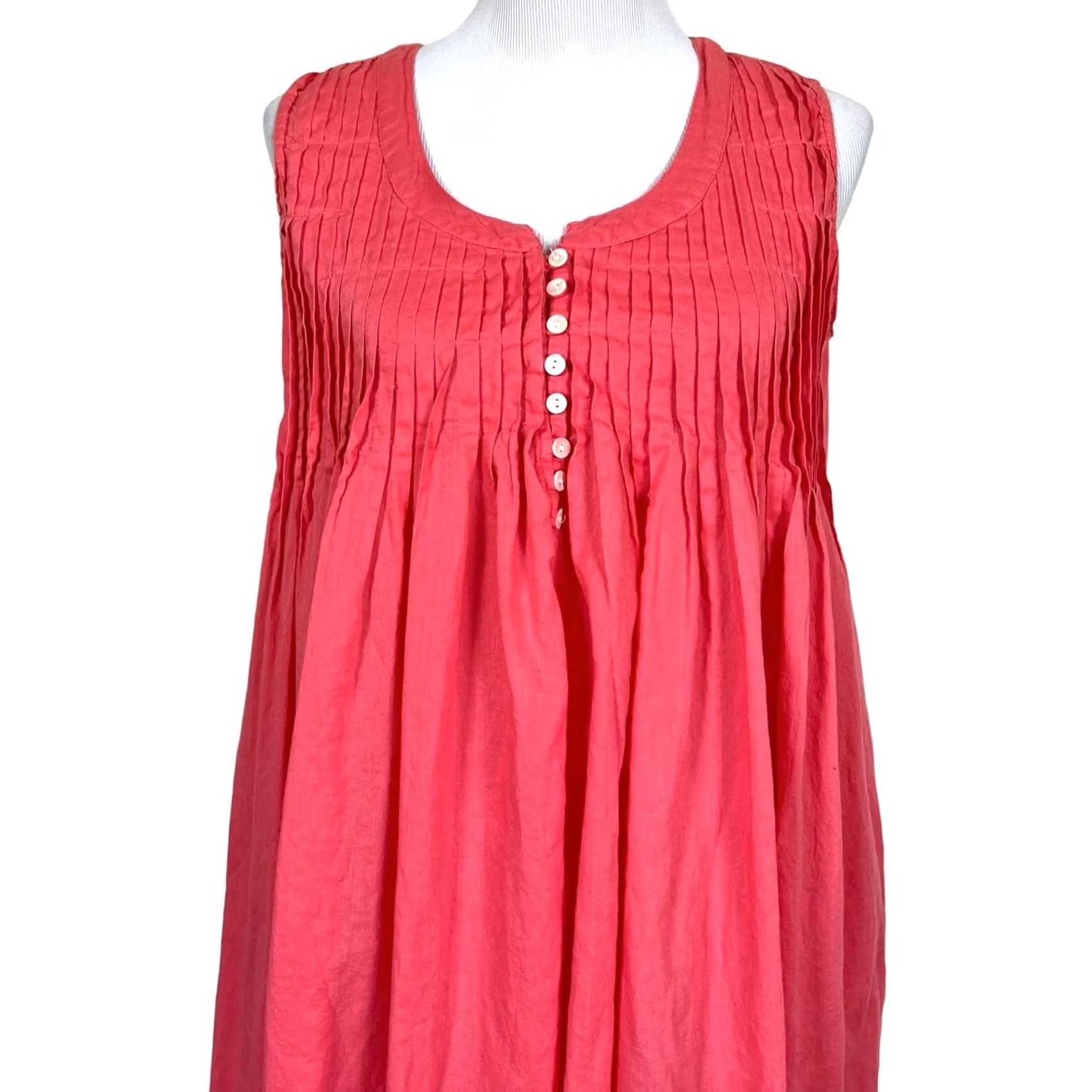 Pinko La Cera Cotton Sleeveless Dress Embroidered Coral Pink Lightweight Pockets Sz M - Women Sundress Midi Zipper? Size M / US 6-8 / IT 42-44 - 3 Thumbnail