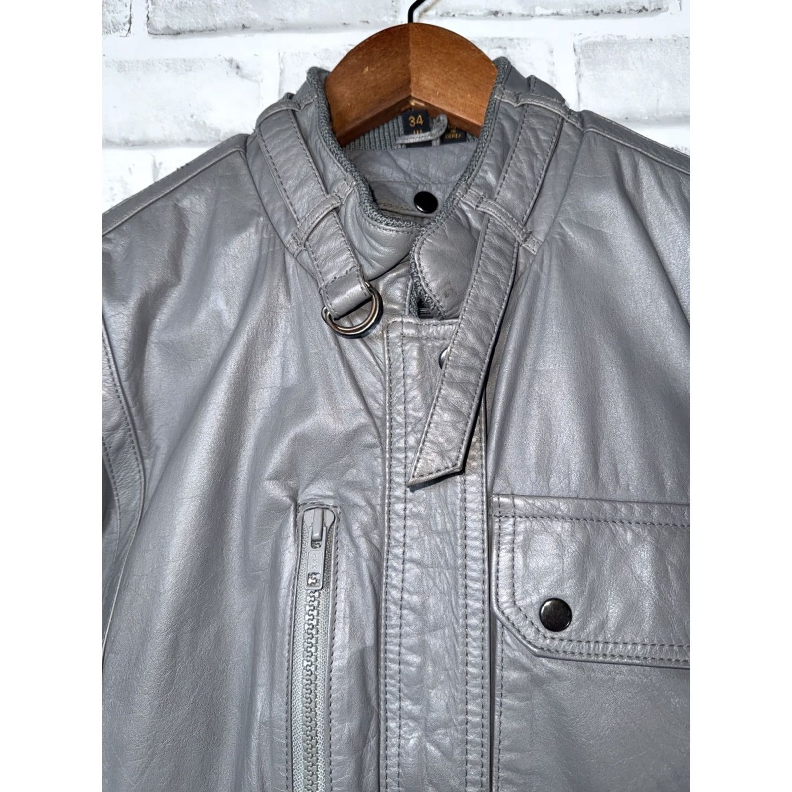 Harley Davidson Vintage Harley Davidson Hein Gericke CAFE RACING STYLE Leather Jacket Gray Womens 34 Size XXS / US 00 / IT 34 - 3 Thumbnail