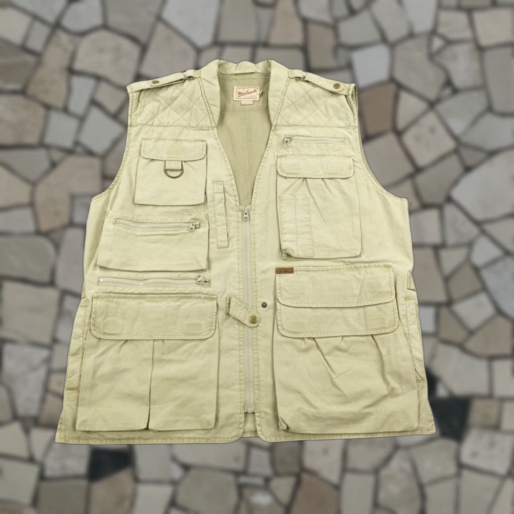 Vintage VINTAGE Woolrich Vest Jacket Quilted Woolrich Mens XL Khaki Beige Zip Pockets Full Zip Travel Workwear 80s 90s Mens Size US XL / EU 56 / 4 - 1 Thumbnail