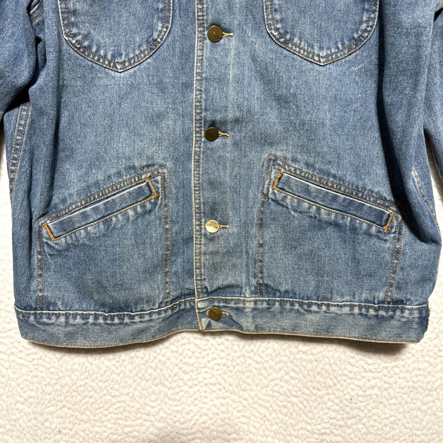 Denime VINTAGE Cotler Denim Jacket Women's XL Blue Cotton Mid-Length Long Sleeve Button Pockets Collared Size 40" / US 18 - 4 Thumbnail