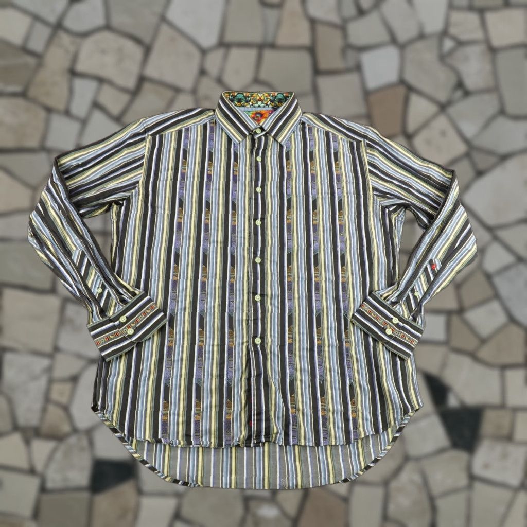 Robert Graham Robert Graham Shirt Mens XL Multicolor Striped Button-Up Long Sleeve Embroidered Size US XL / EU 56 / 4 - 1 Thumbnail