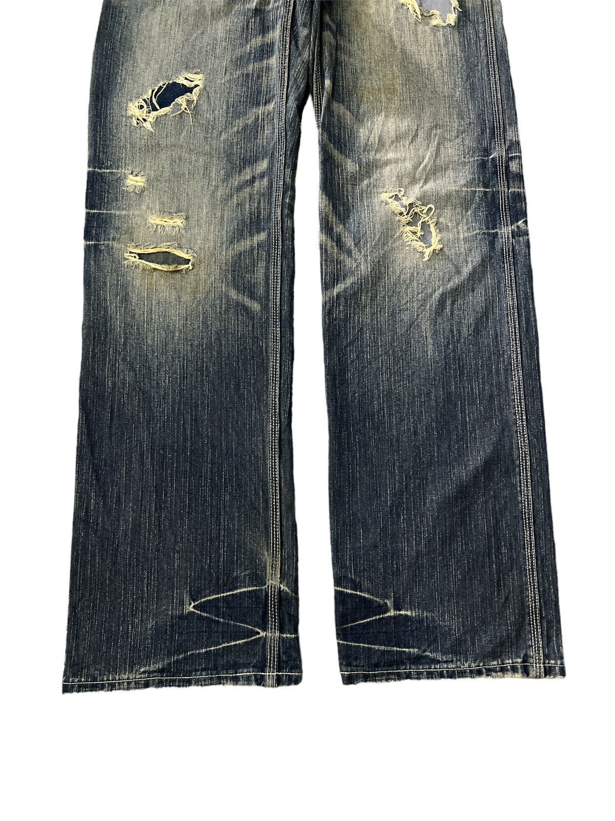 Edwin × Japanese Brand THRASHED EDWIN XV-S DISTRESSED DENIM PANT Size US 30 / EU 46 - 4 Thumbnail
