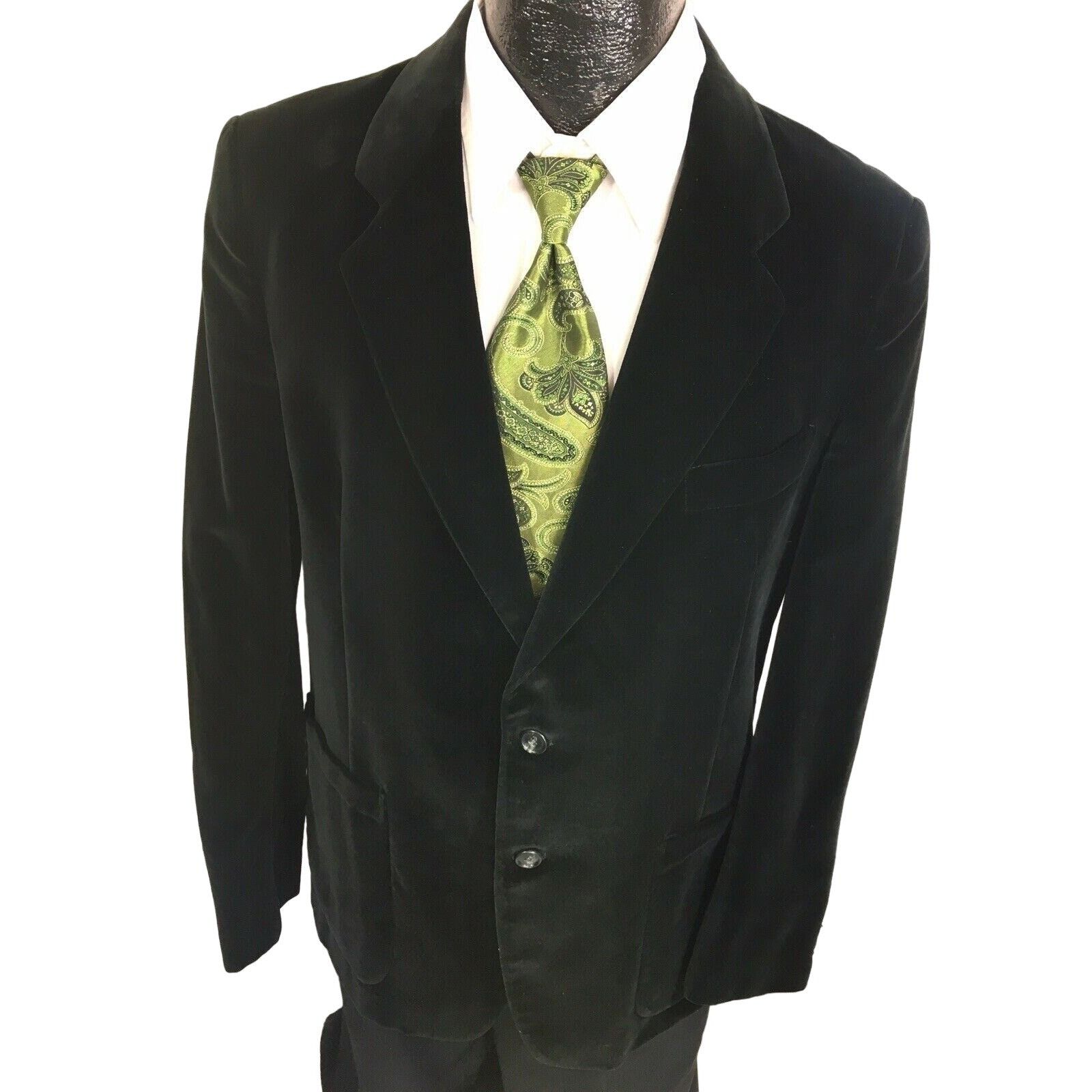 Other Vintage 50 60's Bespoke Men's Black VELVET Prom Sport Coat F Size 40R - 1 Thumbnail