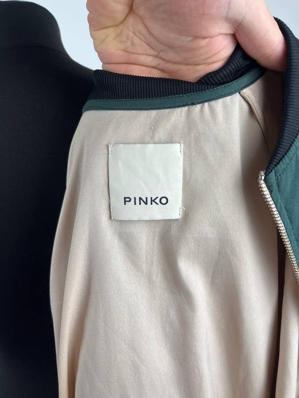 Pinko PINKO Embroidered Rose Satin Bomber Jacket - Green/Beige Size S / US 4 / IT 40 - 10 Thumbnail