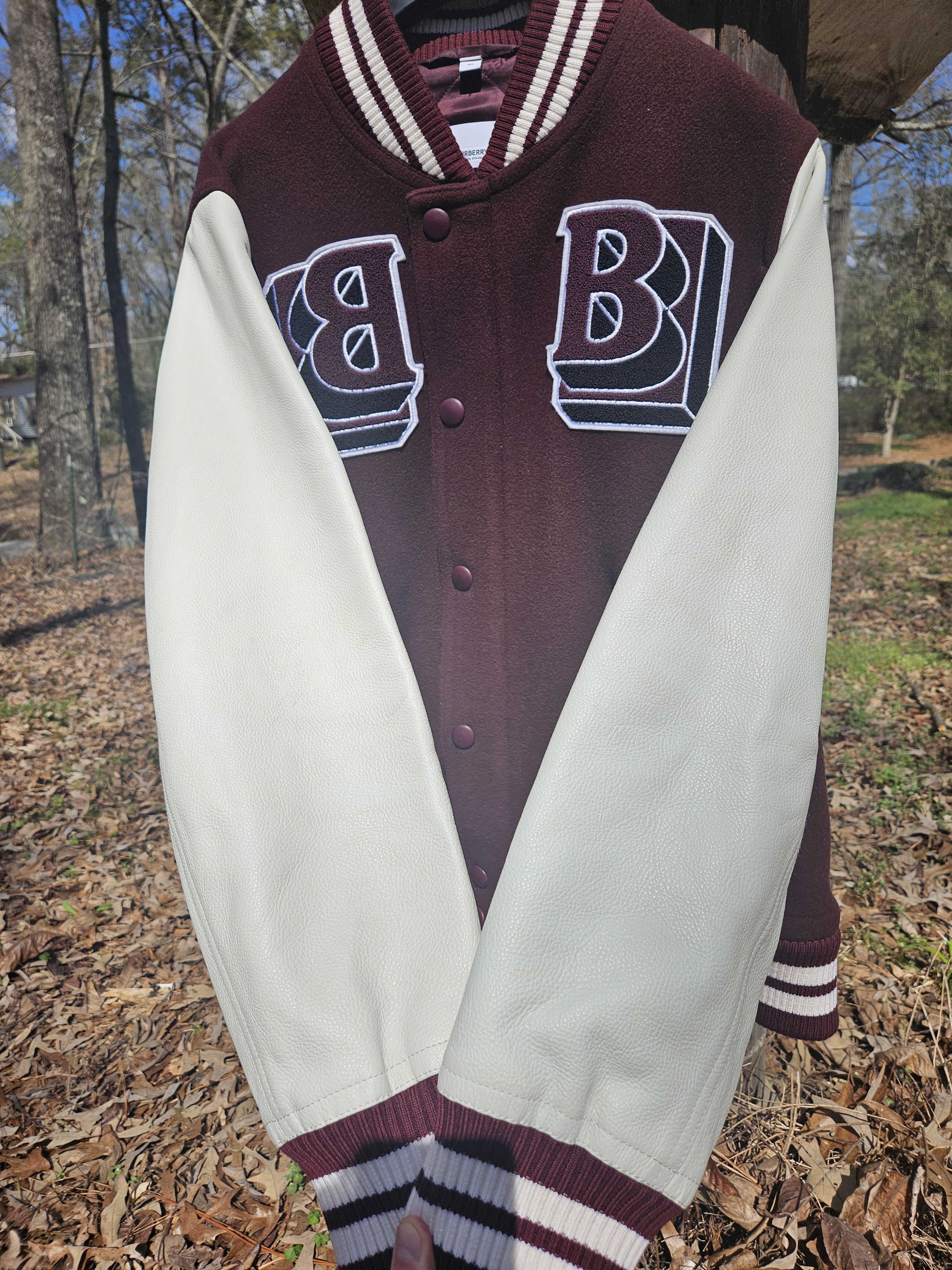 Burberry Burberry Maroon Leather Teddy Bomber Jacket Size US M / EU 48-50 / 2 - 2 Thumbnail