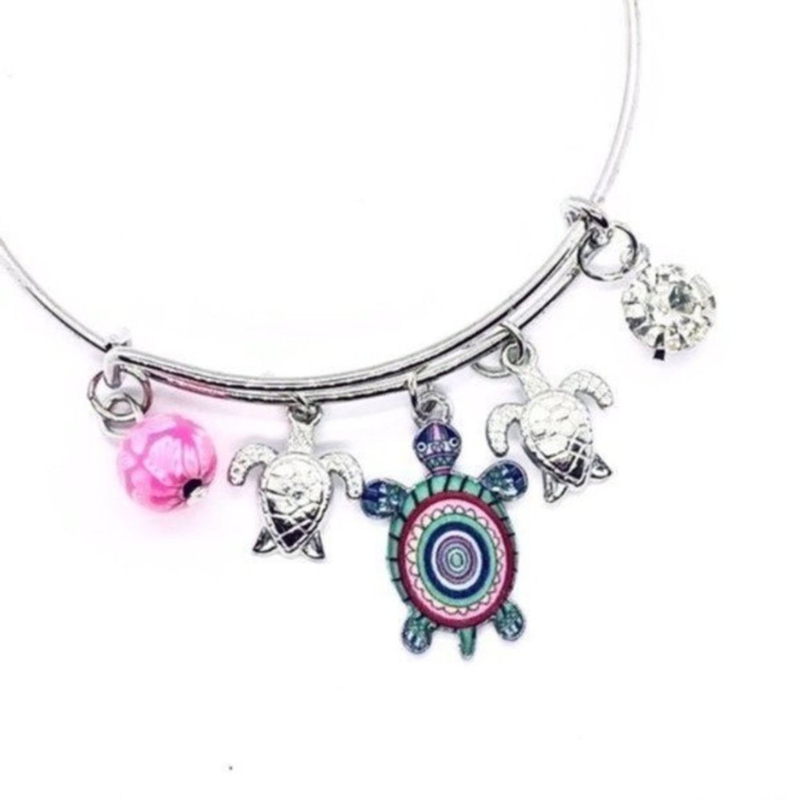 Other Beaded Sea Turtle Charm Colorful Bangle Bracelet Size ONE SIZE - 2 Thumbnail