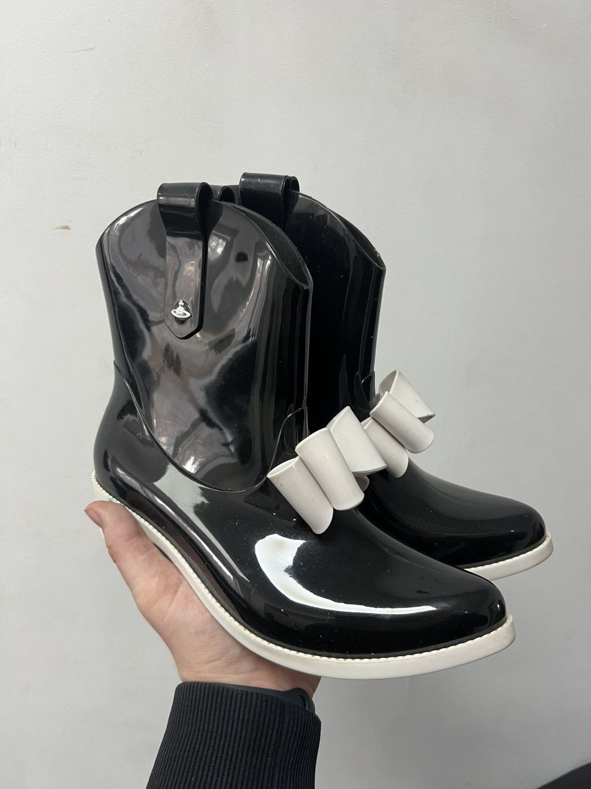 Melissa RARE Vivienne Westwood x Mellisa Rain Boots Black Size US 7 / IT 37 - 2 Thumbnail