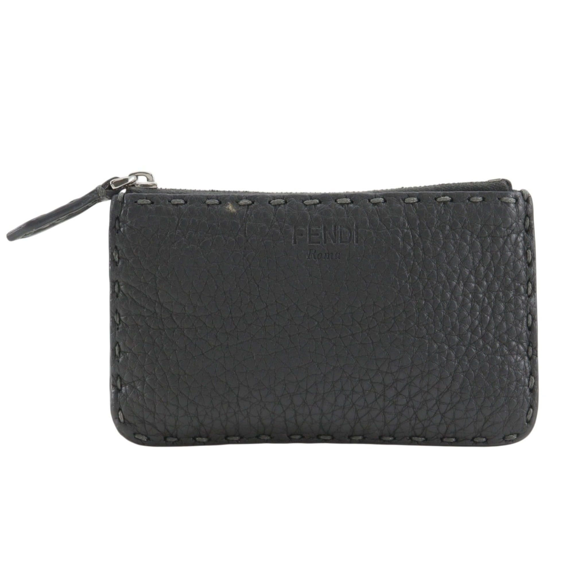Fendi Fendi Celeria Coin Case, Leather, Gray, Unisex Size ONE SIZE - 1 Thumbnail
