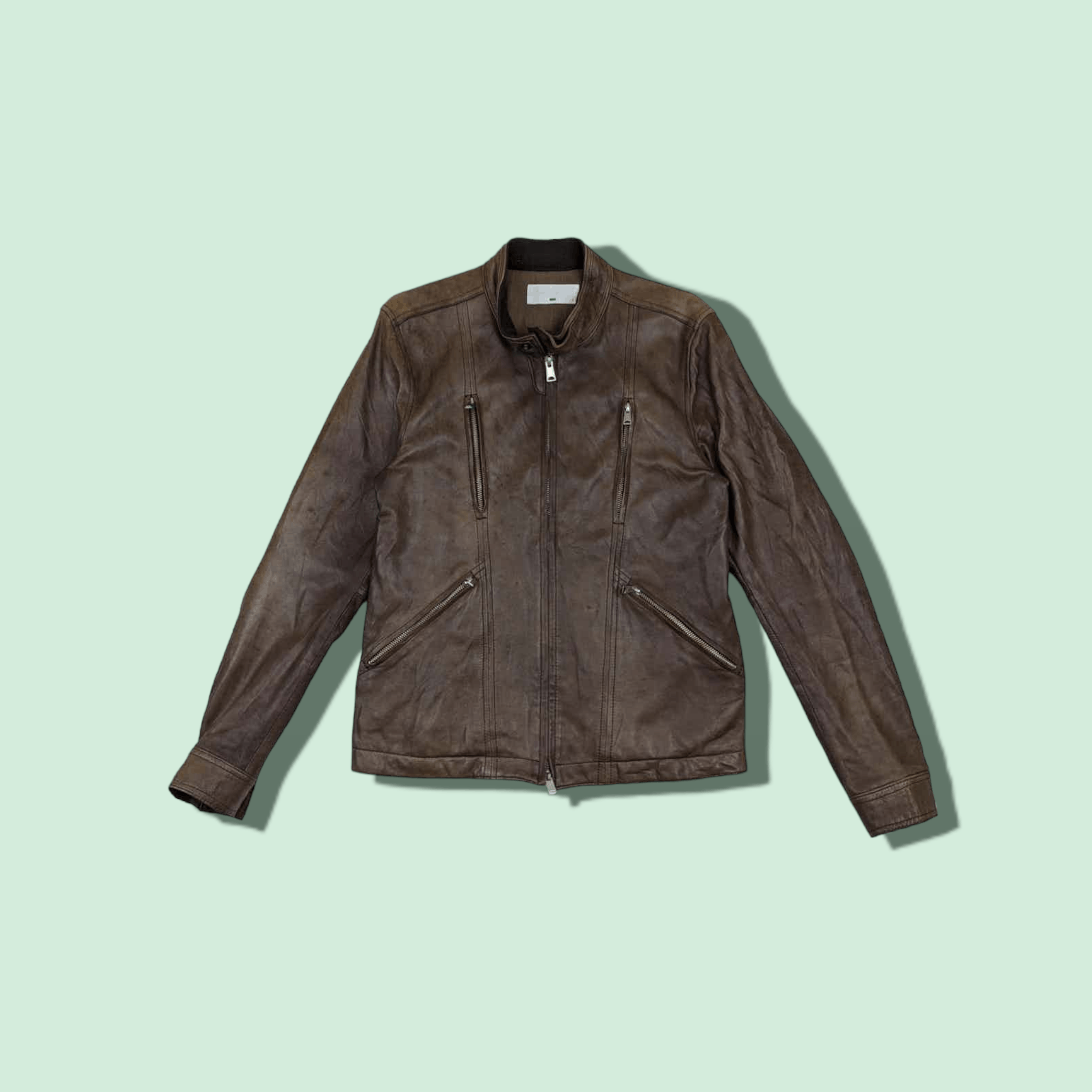 image of Japan Hare Sheep Leather Jacket in Brown, Women's (Size Small)