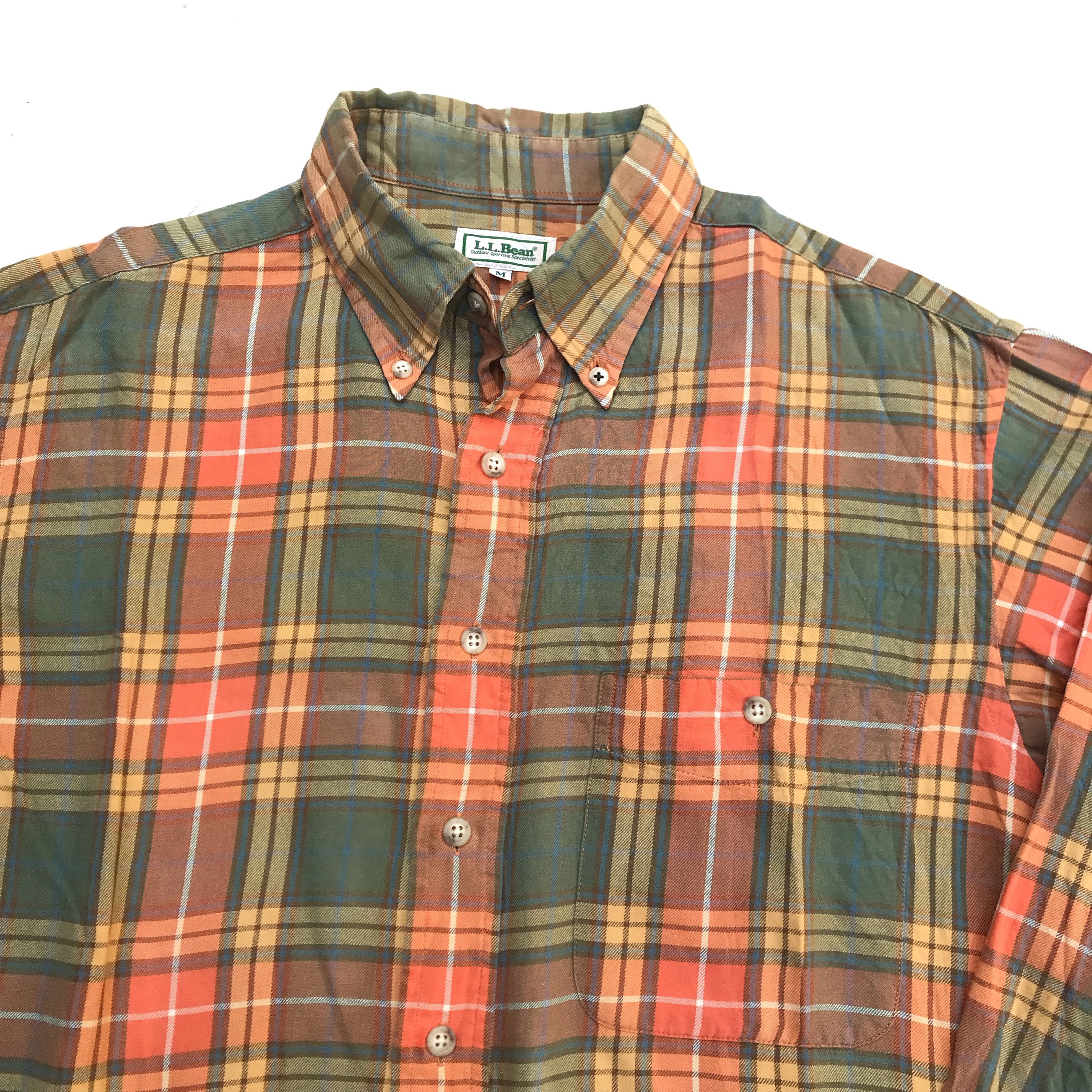 L.L. Bean Vintage LL Bean Summer Shirt Green orange long sleeves butt Size US M / EU 48-50 / 2 - 3 Thumbnail