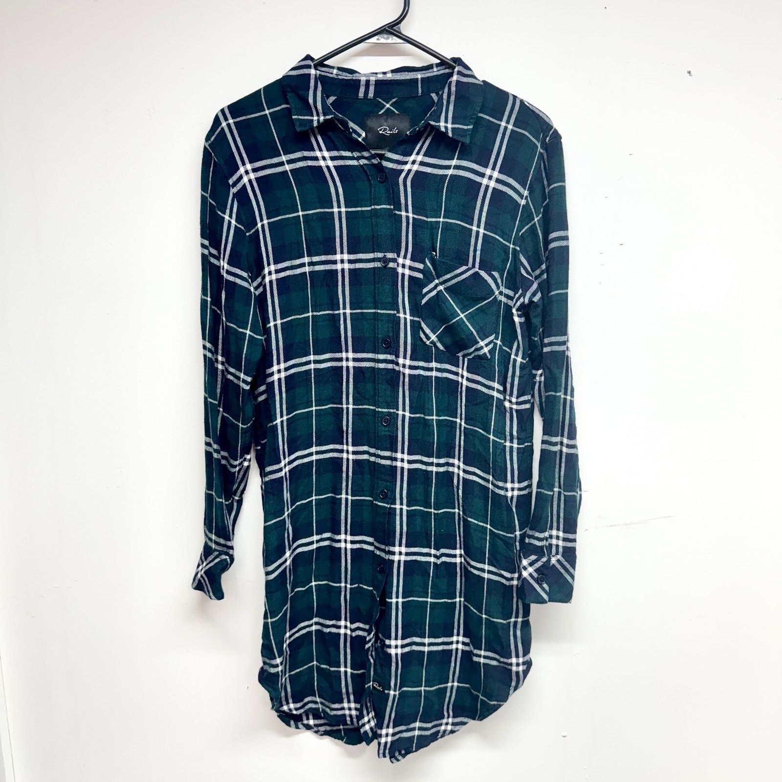 Rails RAILS Bianca Green Plaid Button Front Shift Shirt Dress Sz S Size S / US 4 / IT 40 - 2 Thumbnail