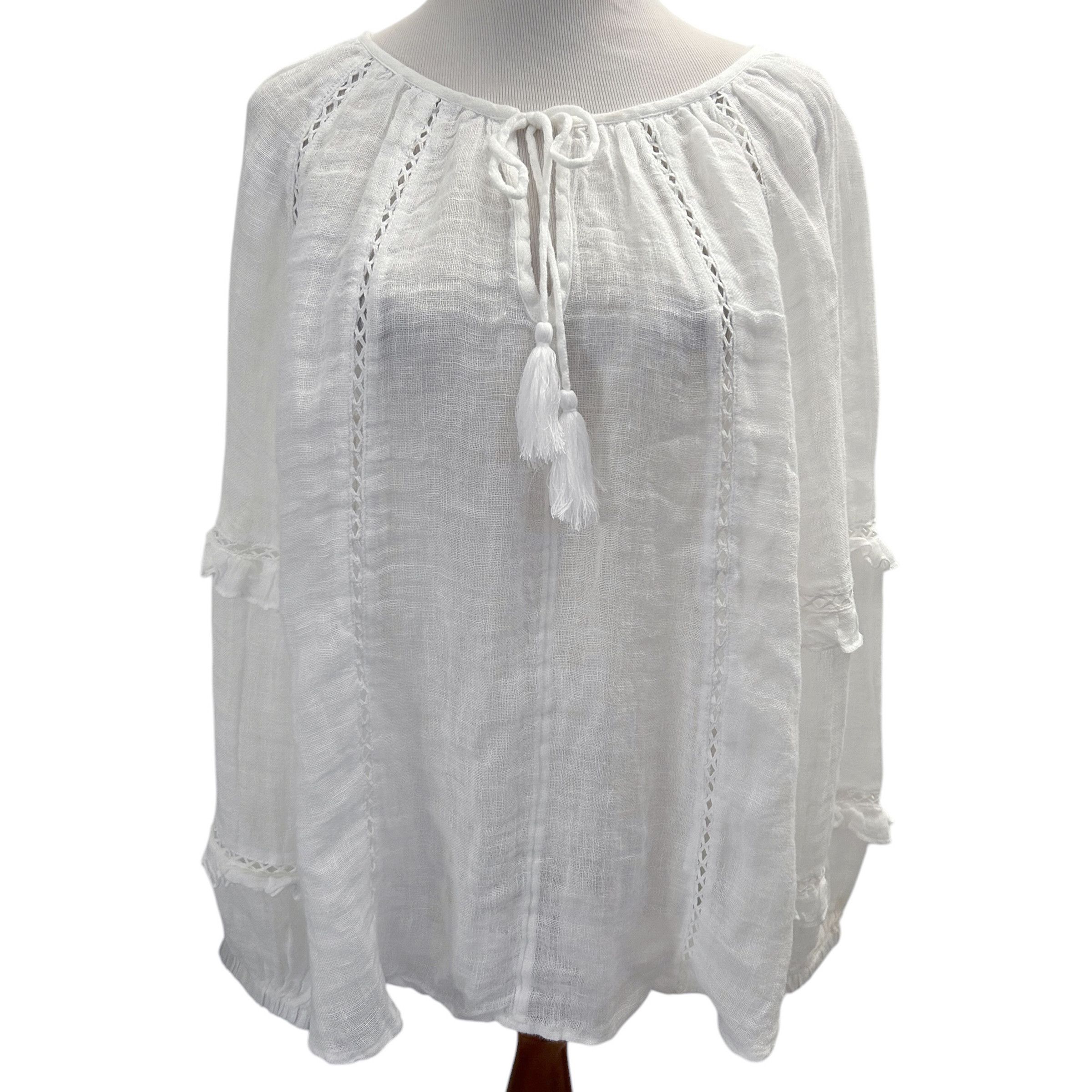 Other Sundance Size S White Loose Fit Linen Gauze Pullover Blouse Size S / US 4 / IT 40 - 2 Thumbnail