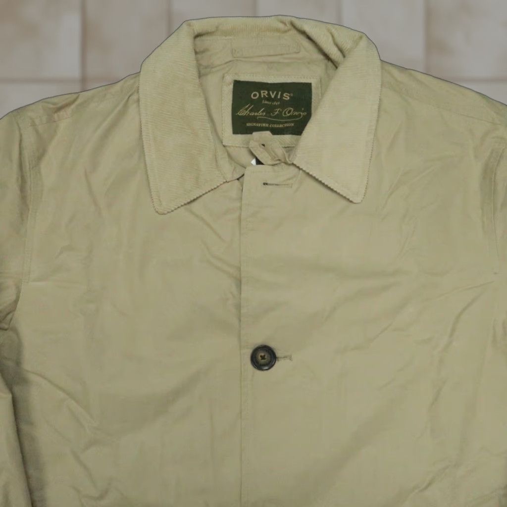 Orvis Orvis Jacket Mens XL Long Waxed Cotton Button Hiking Hunting Lined Pockets Casual Travel Workwear Nylon Polyester Brown Tan Wax Cloth Series Kinder? Size US XL / EU 56 / 4 - 1 Thumbnail