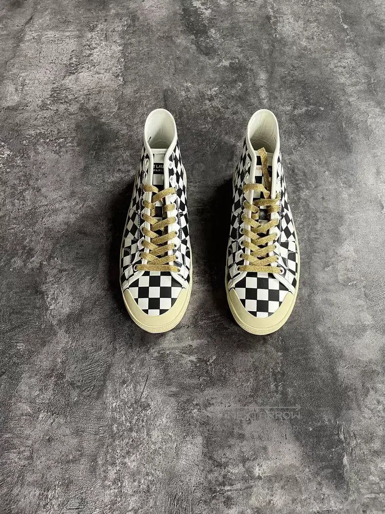 Saint Laurent Paris Saint Laurent Paris Chessboard Patchwork Canvas Shoes Size US 9 / EU 42 - 1 Thumbnail