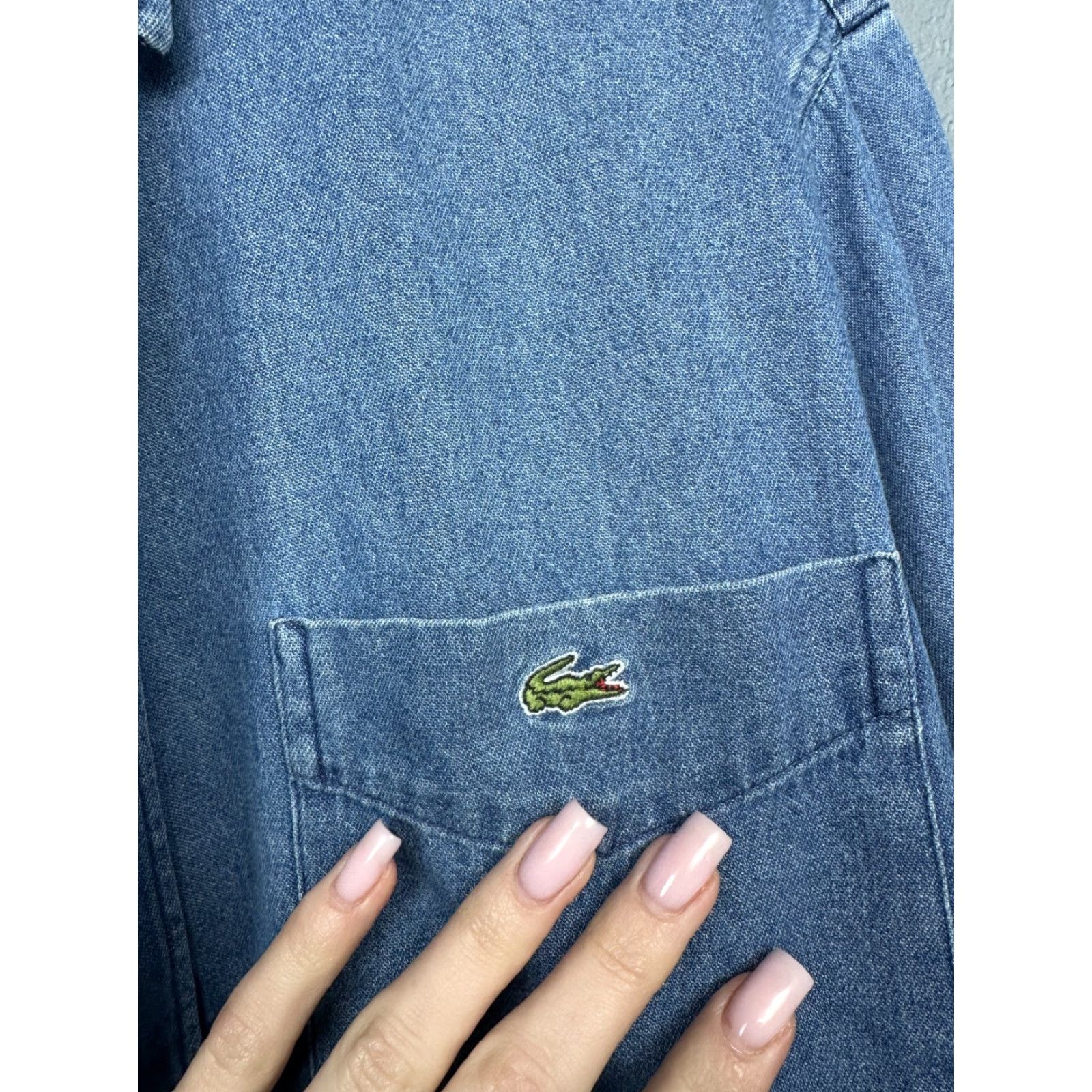 Lacoste Lacoste Denim Long Sleeve Shirt Blue XL Mens Button-Up Vintage Cotton Denim Size US XL / EU 56 / 4 - 3 Thumbnail