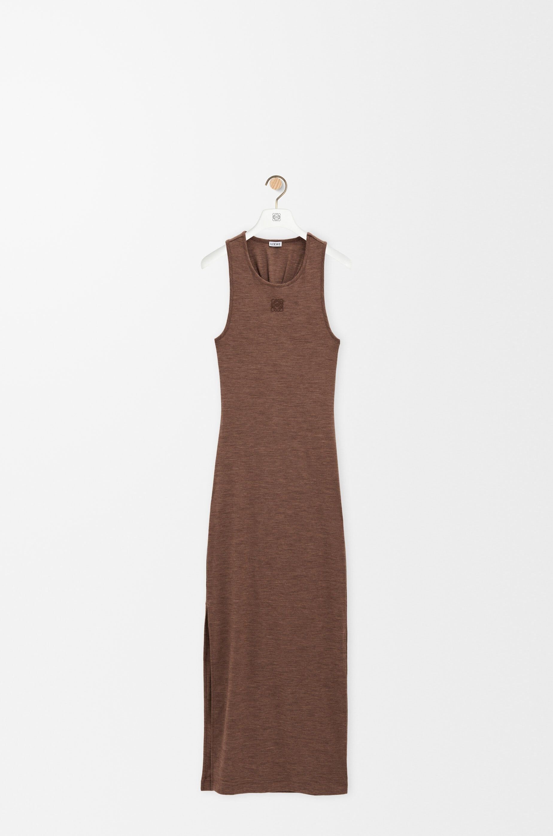 Loewe o1in1g0426 Anagram Tank Dress Stretch Wool Chocolate Brown Size M / US 6-8 / IT 42-44 - 1 Thumbnail